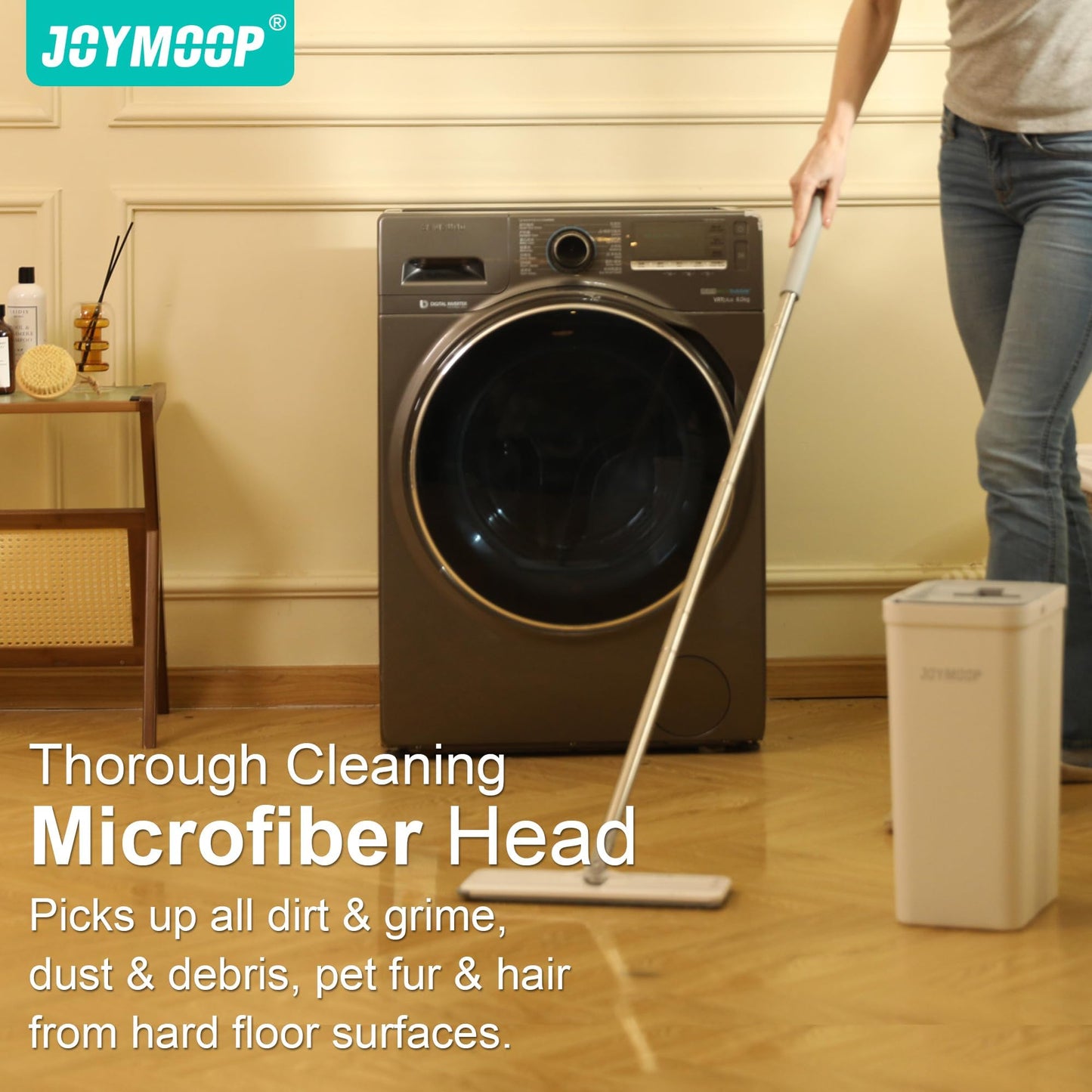 JOYMOOP mop and Bucket with Wringer Set, Flat,for Floor Cleaning with 3 Microfiber Pads, Wet and Dry Use, Household Cleaning Tools, for Hardwood, Laminate, Tile ๐ All In One Marketplace Canada