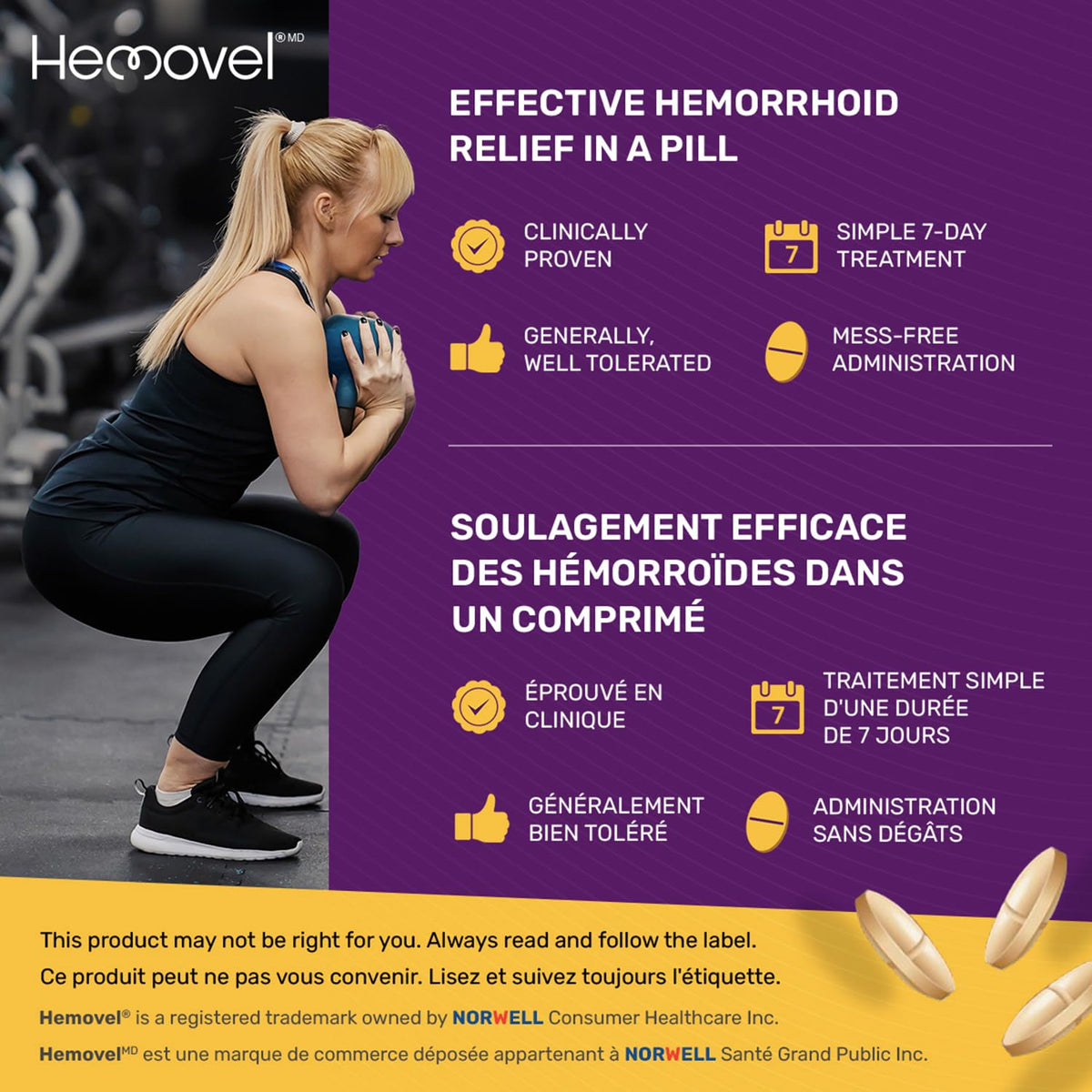 Hemovel Hemorrhoidal Oral Treatment - Clinically Proven, effective and convenient way to treat internal and external hemorrhoids and relieve pain, swelling and bleeding - 18 Tablets š All In One Marketplace Canada