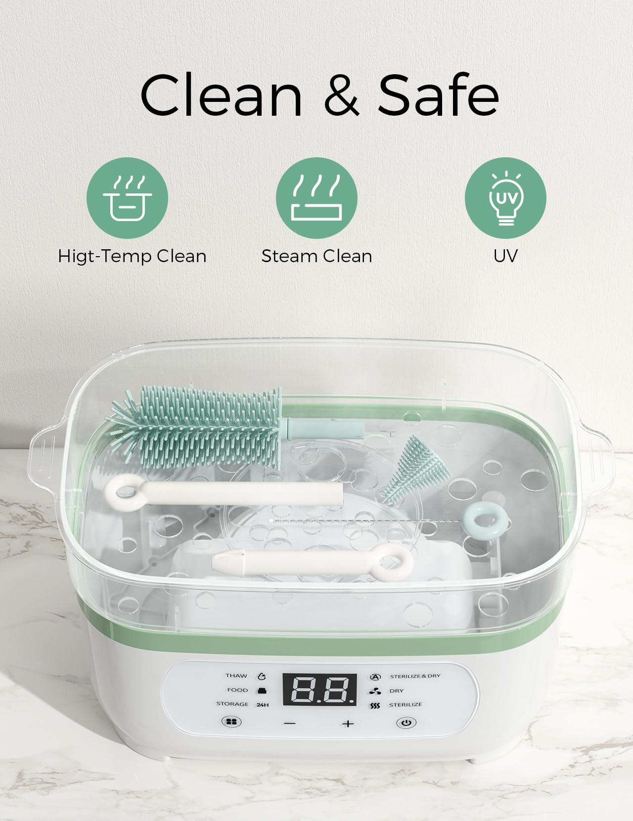 Momcozy 7 in 1 Travel Bottle Cleaning Kit - Baby Bottle Cleaner Set with Silicone Brush, Nipple Brush, Straw Brush, Soap Dispenser, Drying Rack - Home and Travel Bottle Cleaning Tools for Infants ๐ All In One Marketplace Canada