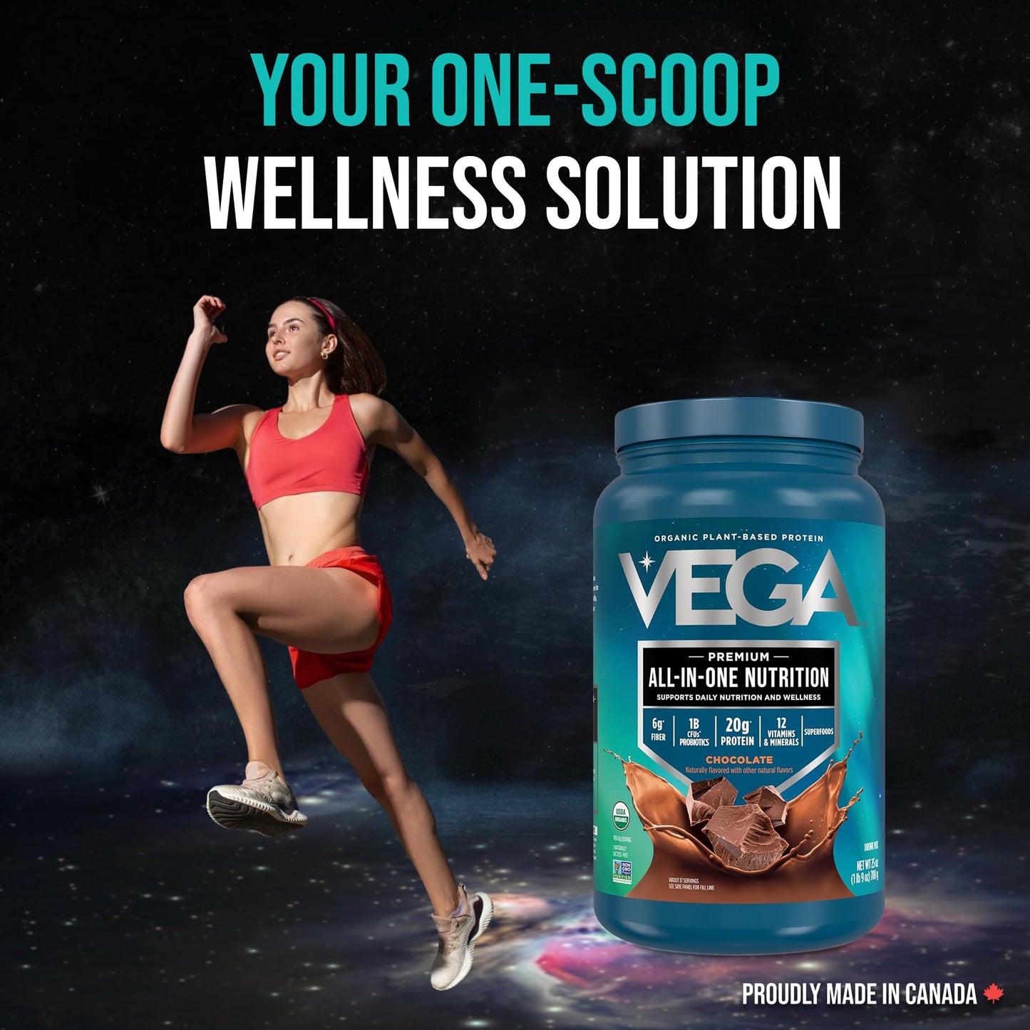 Vega Premium All-in-One Nutrition Protein Powder โ 20g Plant-Based Vegan Protein, Vitamins & Probiotics, Chocolate, 876g (19 Servings) ๐ All In One Marketplace Canada