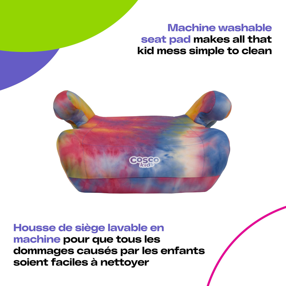 Cosco Kids Topside Lightweight Backless Belt-Positioning Booster Car Seat, Washable Cover, Tie Dye ๐ All In One Marketplace Canada