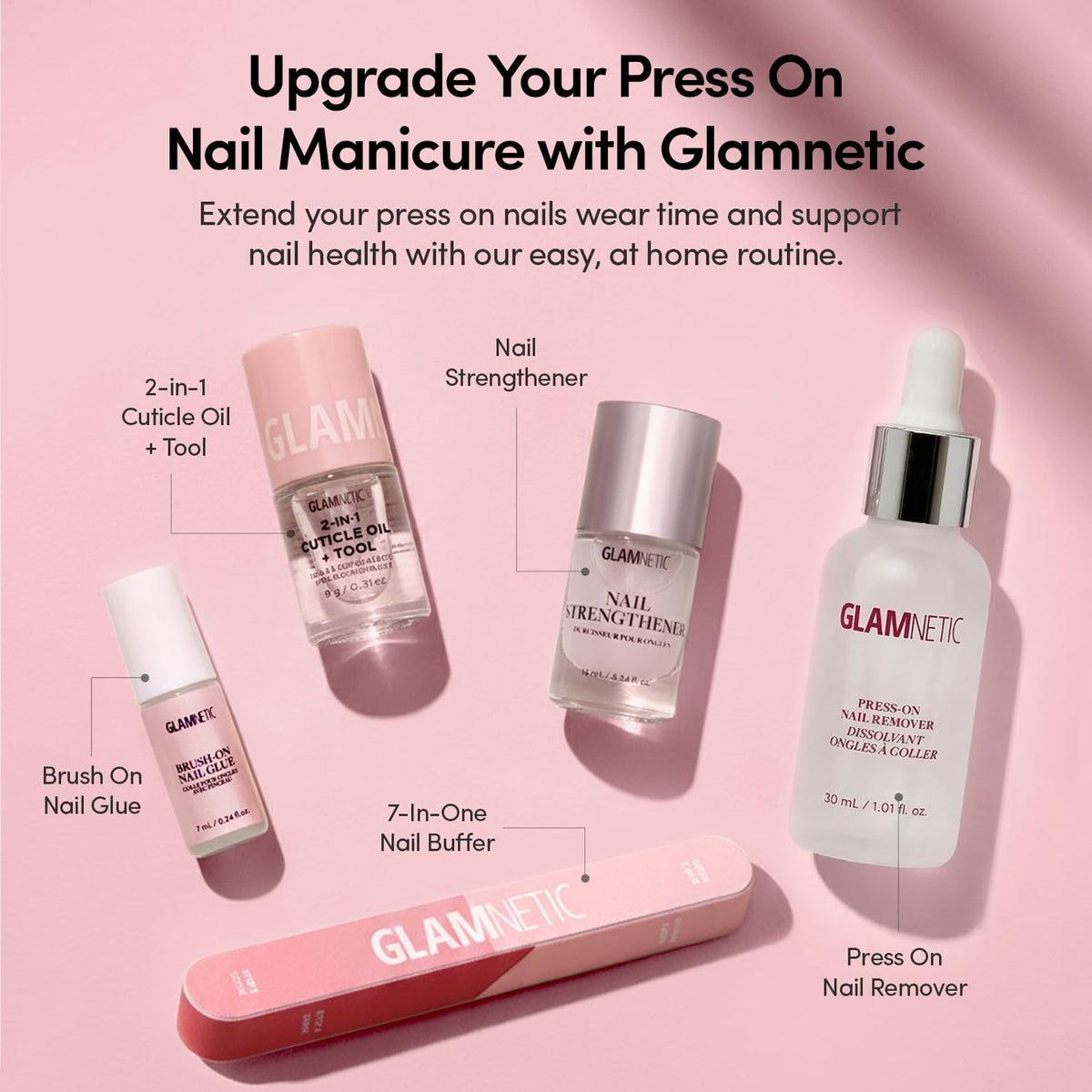 Glamnetic Press On Nails - Ma Damn | French Tip Nails, UV Finish Short Pointed Almond Shape, Reusable Semi-Transparent Nails in 12 Sizes - 24 Nail Kit with Glue ๐ All In One Marketplace Canada