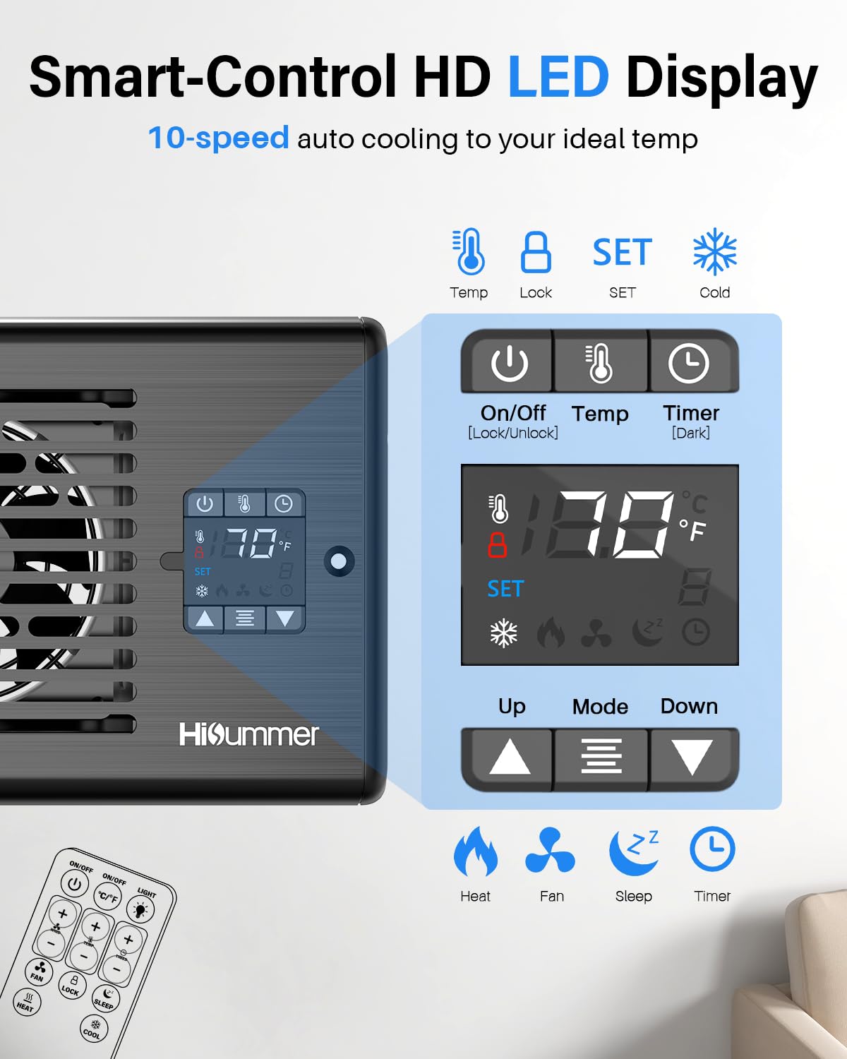 Hisummer Register Booster Fan for 4" x 10" Floor Register, Quiet 10-Speed Vent Fan Booster with Temp Sensor, 150 CFM Airflow, Improves Heating & Cooling, Remote Control (Black) 🍁 All In One Marketplace Canada