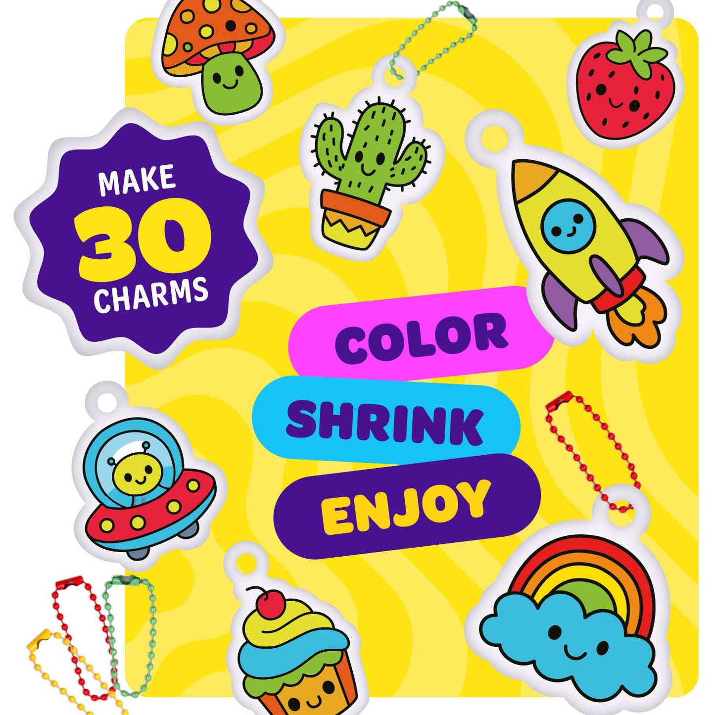 Dan&Darci Shrink Art Craft Kit for Girls and Boys Ages 6-12 - Shrink Magic Charm Making Kit with 30 Pre-Cut Shrink Plastic Templates - Kids Craft Birthday Gift for 7 8 9 10 Year Olds ๐ All In One Marketplace Canada