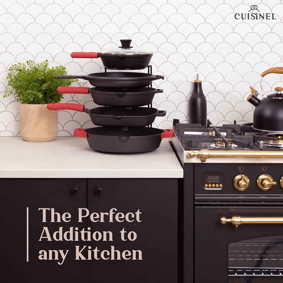 Heavy Duty Pan Organizer, 5 Tier Rack - Holds up to 50 LB - For Cast Iron Skillets, Griddles, Pots - Durable Steel Construction - Space Saving Kitchen Storage - No Assembly Required - Black 12.2-Inch π All In One Marketplace Canada