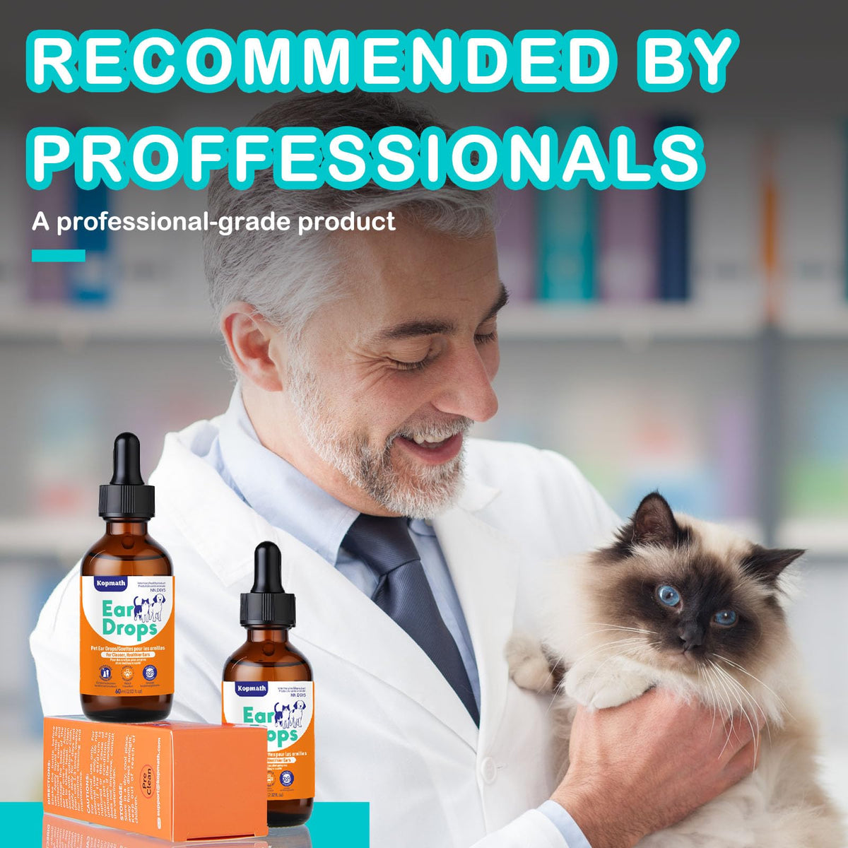 Kopmath Dog Ear Drops, Dog Ear Cleaner, Pet Ear Cleaning, Natural Solution for Dogs and Cats,60ml with Dropper ๐ All In One Marketplace Canada