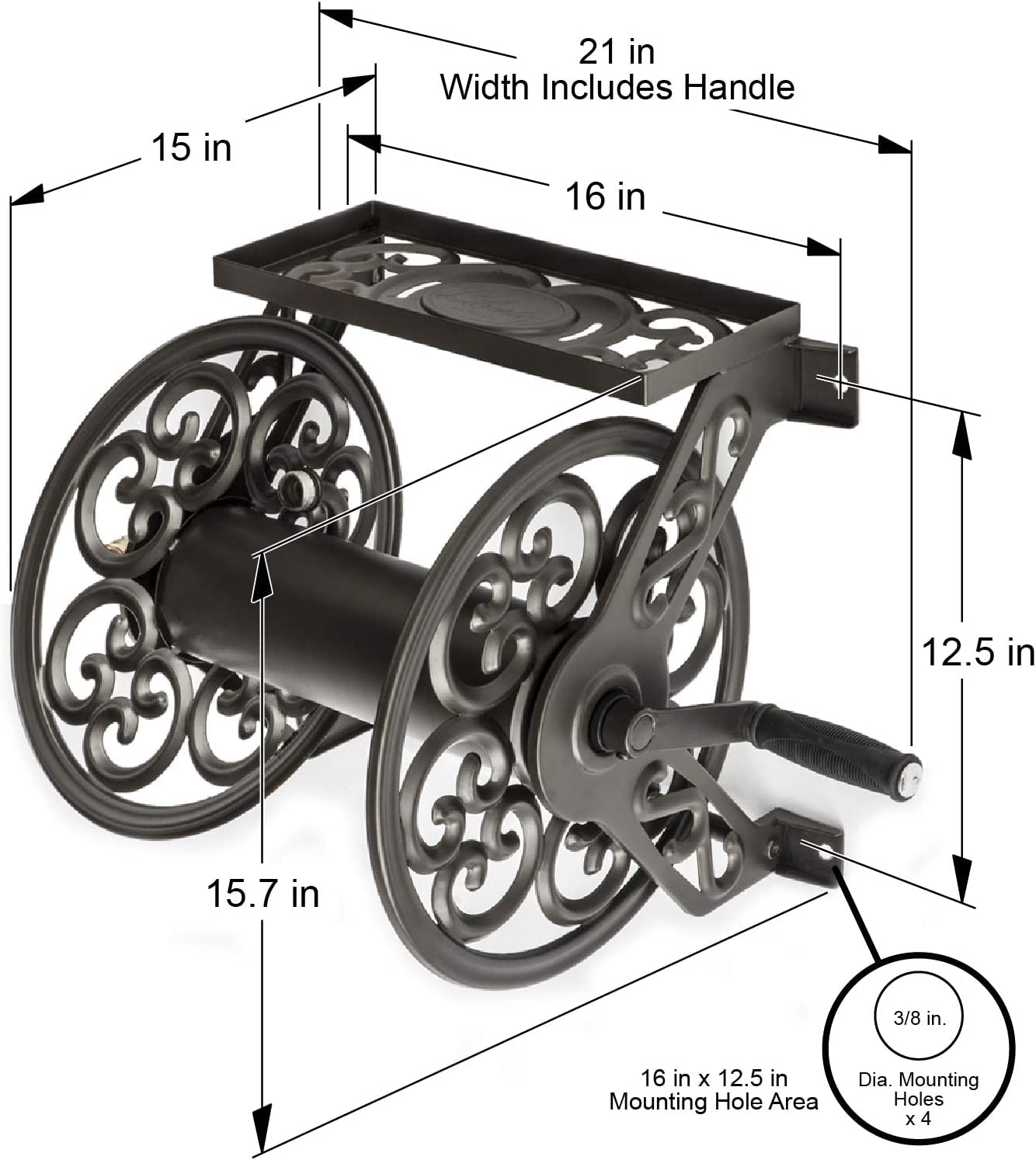 Liberty Garden No.708 Wall Mount Steel Decorative Hose Reel, Bronze ๐ All In One Marketplace Canada