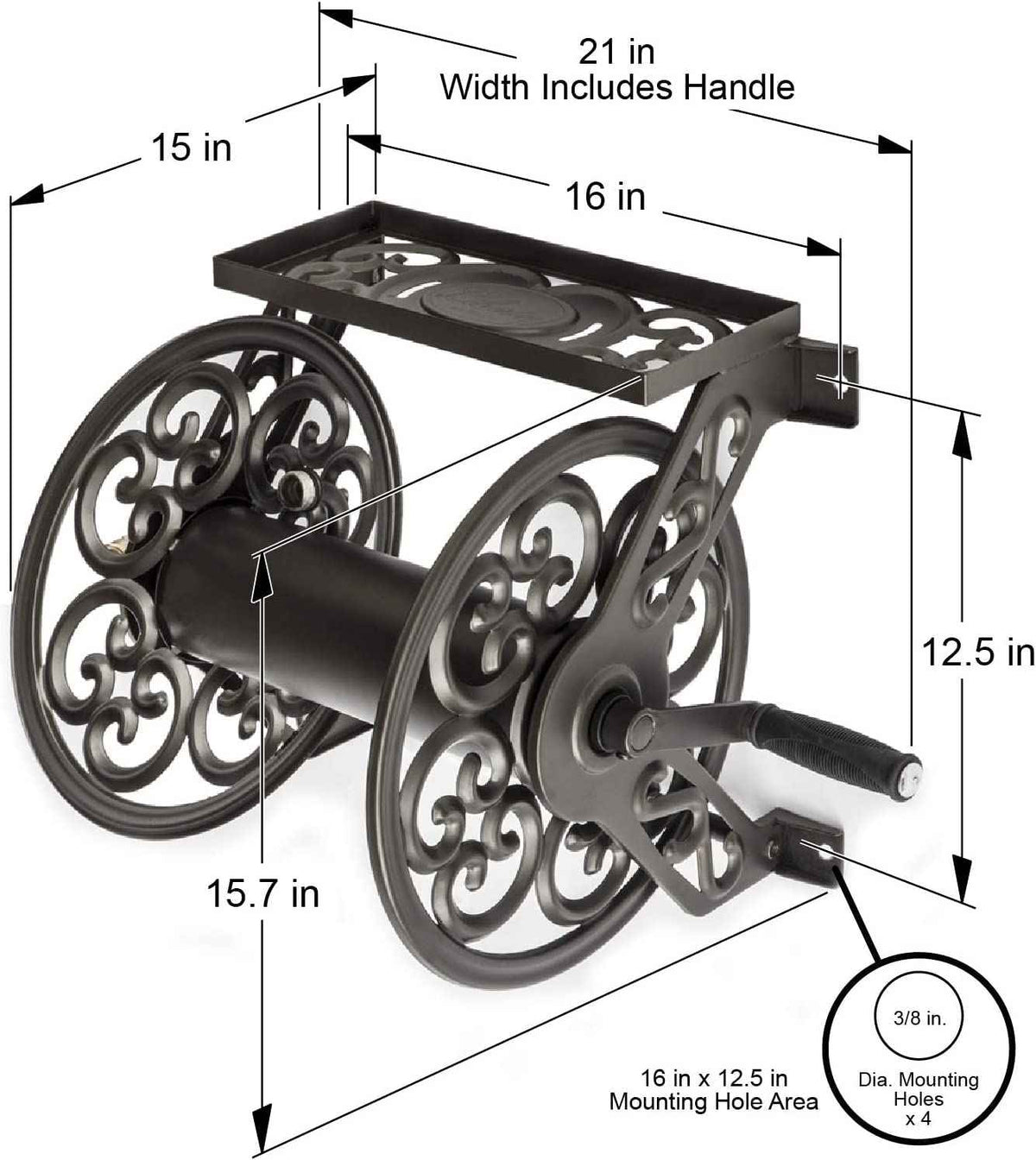 Liberty Garden No.708 Wall Mount Steel Decorative Hose Reel, Bronze ๐ All In One Marketplace Canada