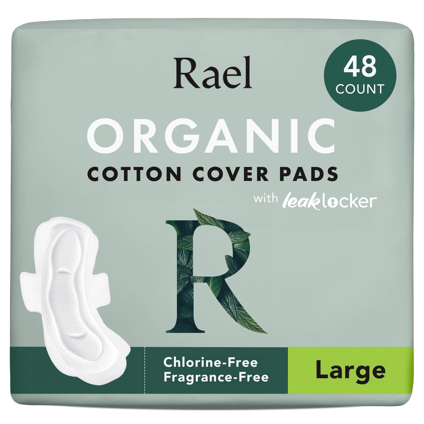 Rael Organic Cotton Cover Pads - Heavy Absorbency, Unscented, Ultra Thin Pads with Wings for Women (Large, 48 Count) ๐ All In One Marketplace Canada