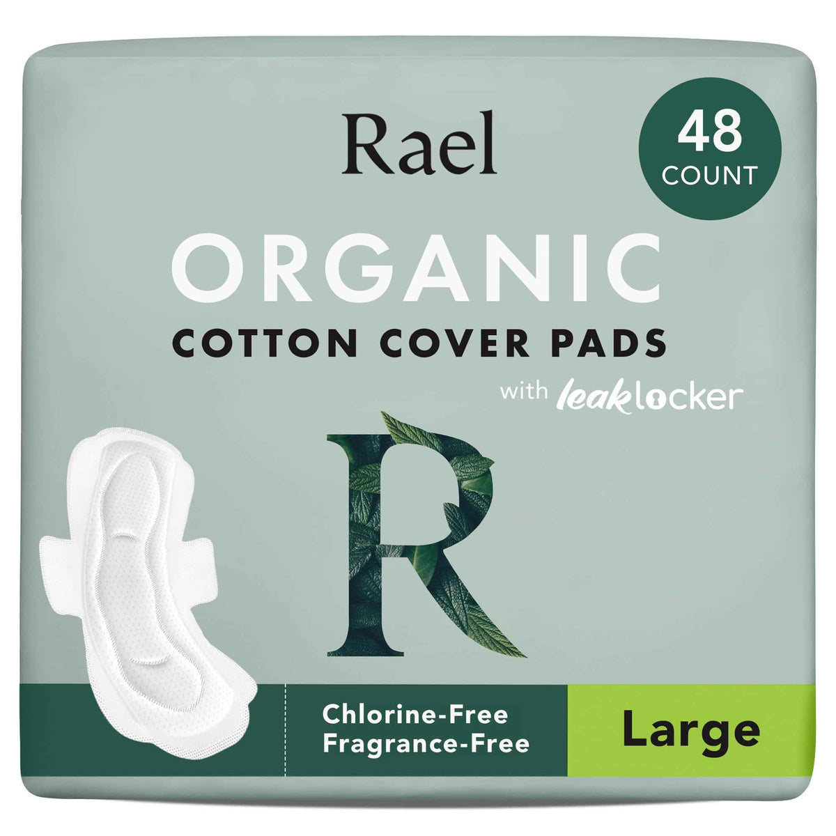Rael Organic Cotton Cover Pads - Heavy Absorbency, Unscented, Ultra Thin Pads with Wings for Women (Large, 48 Count) ๐ All In One Marketplace Canada
