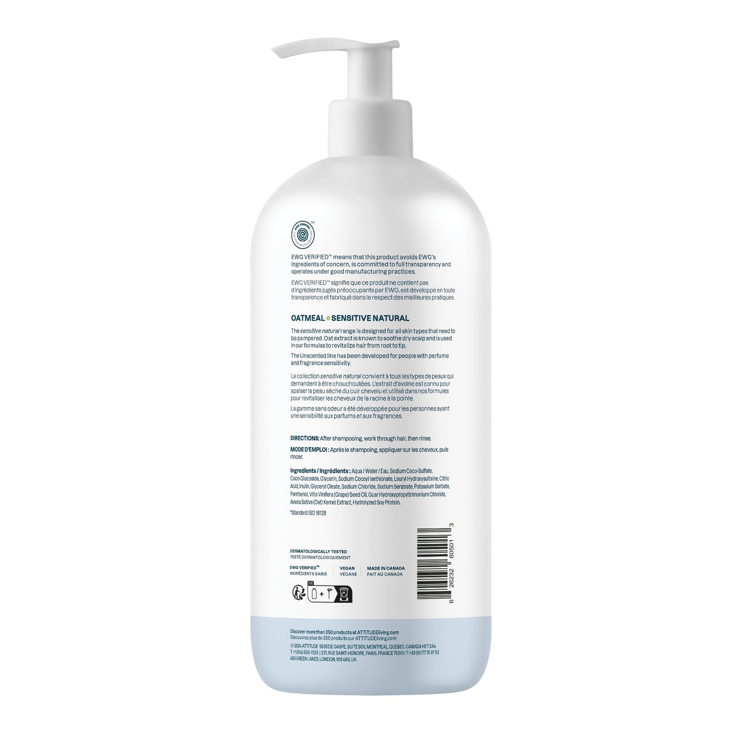 ATTITUDE Extra Gentle Hair Shampoo for Sensitive Dry Scalp, Made in Canada, EWG Verified, Soothing Oat, For Thin Hair, Vegan and Plant-Based, 946 mL š All In One Marketplace Canada