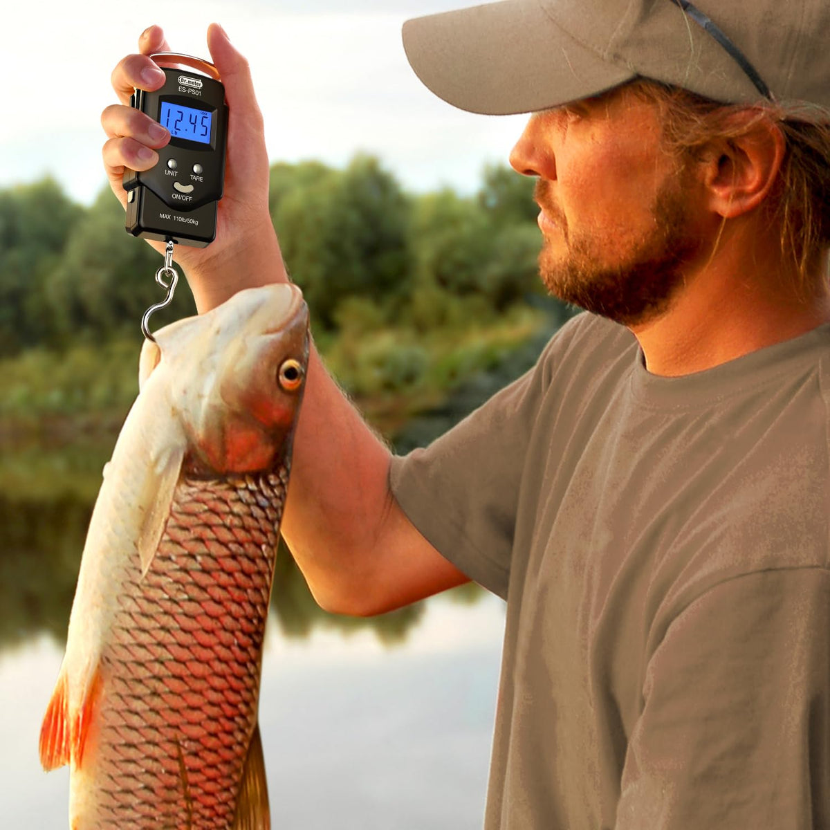 Fish Scale, Dr.meter 110lb/50kg Backlit LCD Display Digital Scale with Built-in Measuring Tape - Electronic Fishing Postal Hanging Hook Scale with 2 AAA Batteries, Pocket Size, Fishing Gifts for Man ๐ All In One Marketplace Canada