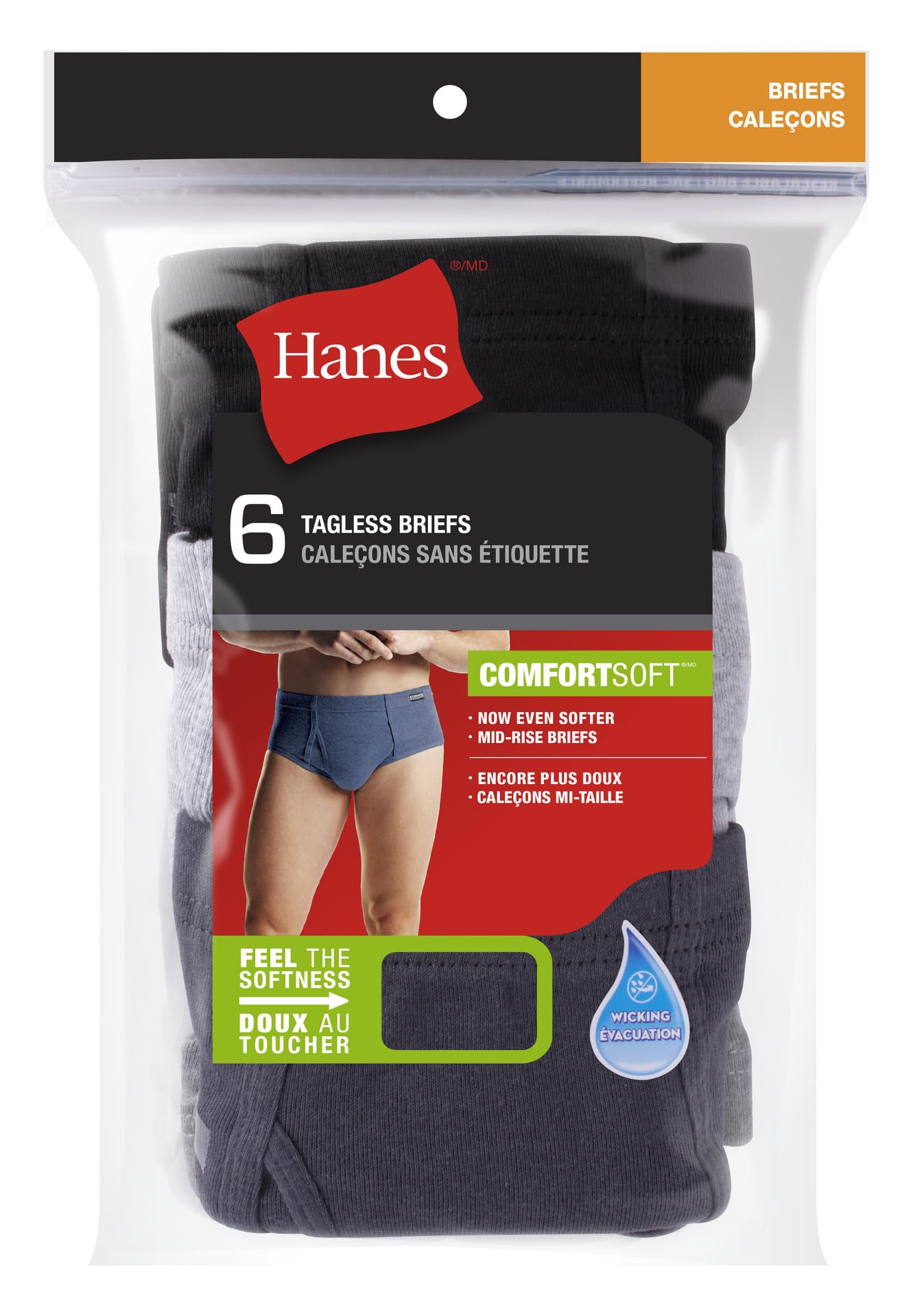 Hanes Men's 6-Pack Comfort Soft FreshIQ Mid-Rise Brief, Assorted, Medium ๐ All In One Marketplace Canada