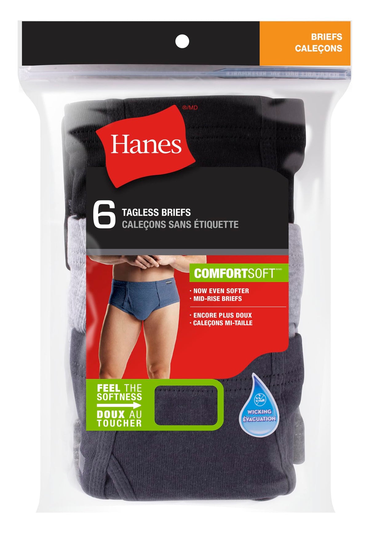 Hanes Men's 6-Pack Comfort Soft FreshIQ Mid-Rise Brief, Assorted, X-Large ๐ All In One Marketplace Canada
