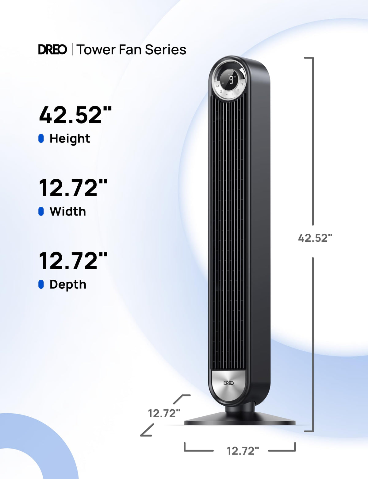 DREO Smart Tower Fan for Bedroom, Upgraded DC 9 Speeds 20dB Ultra-Quiet Floor Fan, 90ยฐ Oscillating Fans with 28ft/s Velocity, 12H Timer, Standing Fan, Bladeless Fan Powerful for Home Office Room ๐ All In One Marketplace Canada