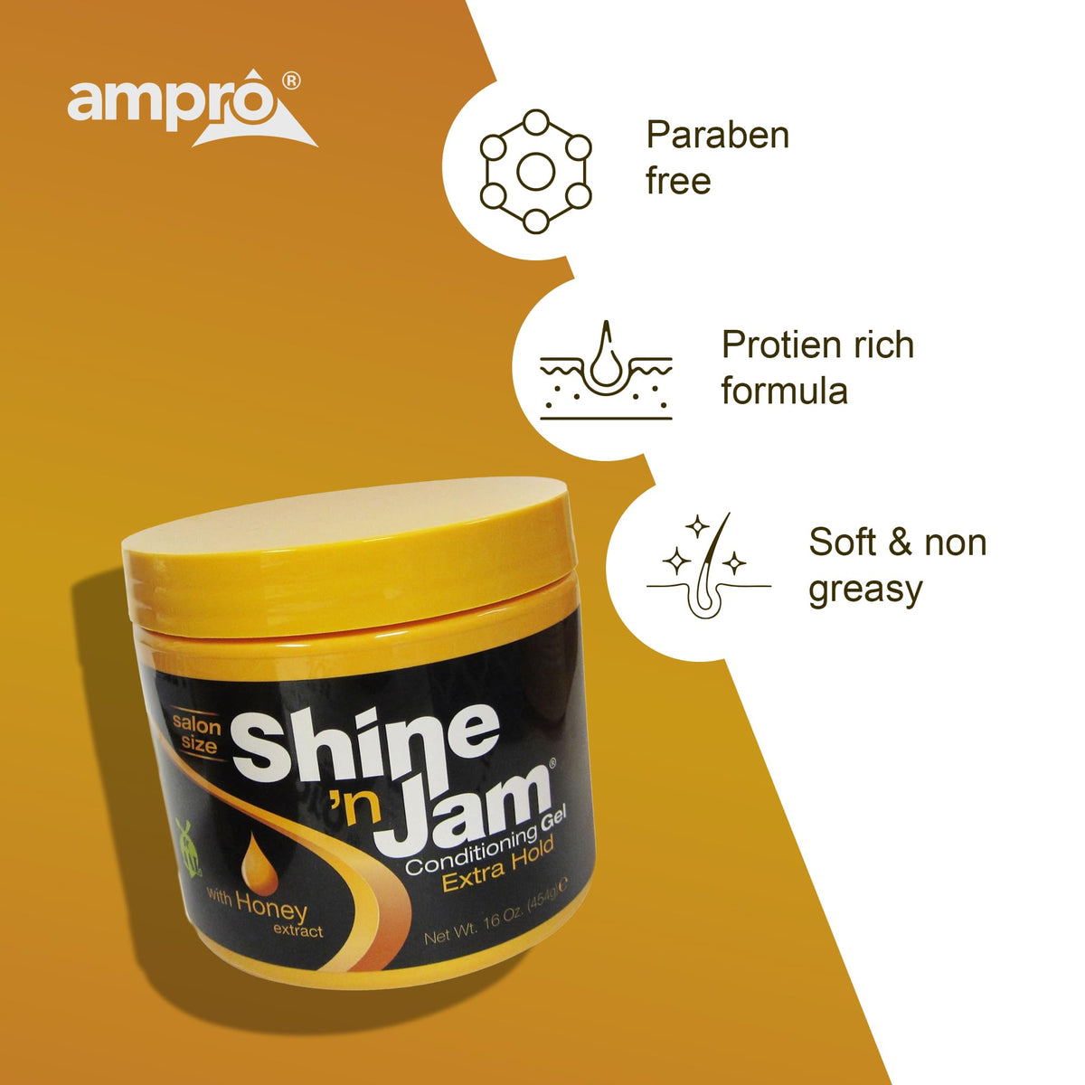 Ampro Shine-n-Jam Conditioning Gel Extra Hold Gel Women 16 oz ๐ All In One Marketplace Canada