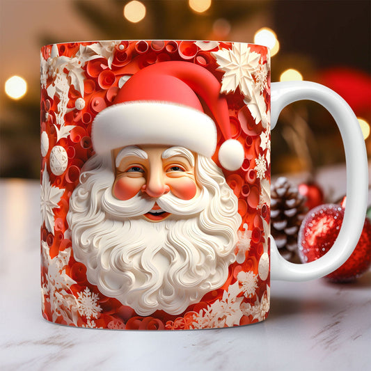 Creative 3D Christmas Ceramic Mug – Santa Claus Design