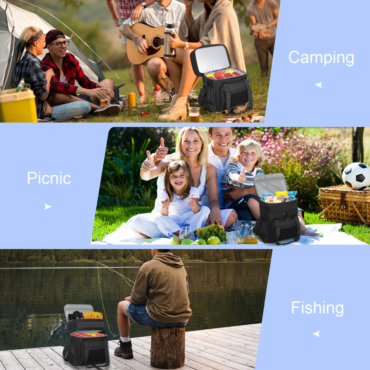 Tactical Lunch Box Cooler Bag - Expandable Insulated Lunch Bag for Men Daily - Large Lunchbox for Adults Work Shifts Outdoor Trips Black 16L ๐ All In One Marketplace Canada