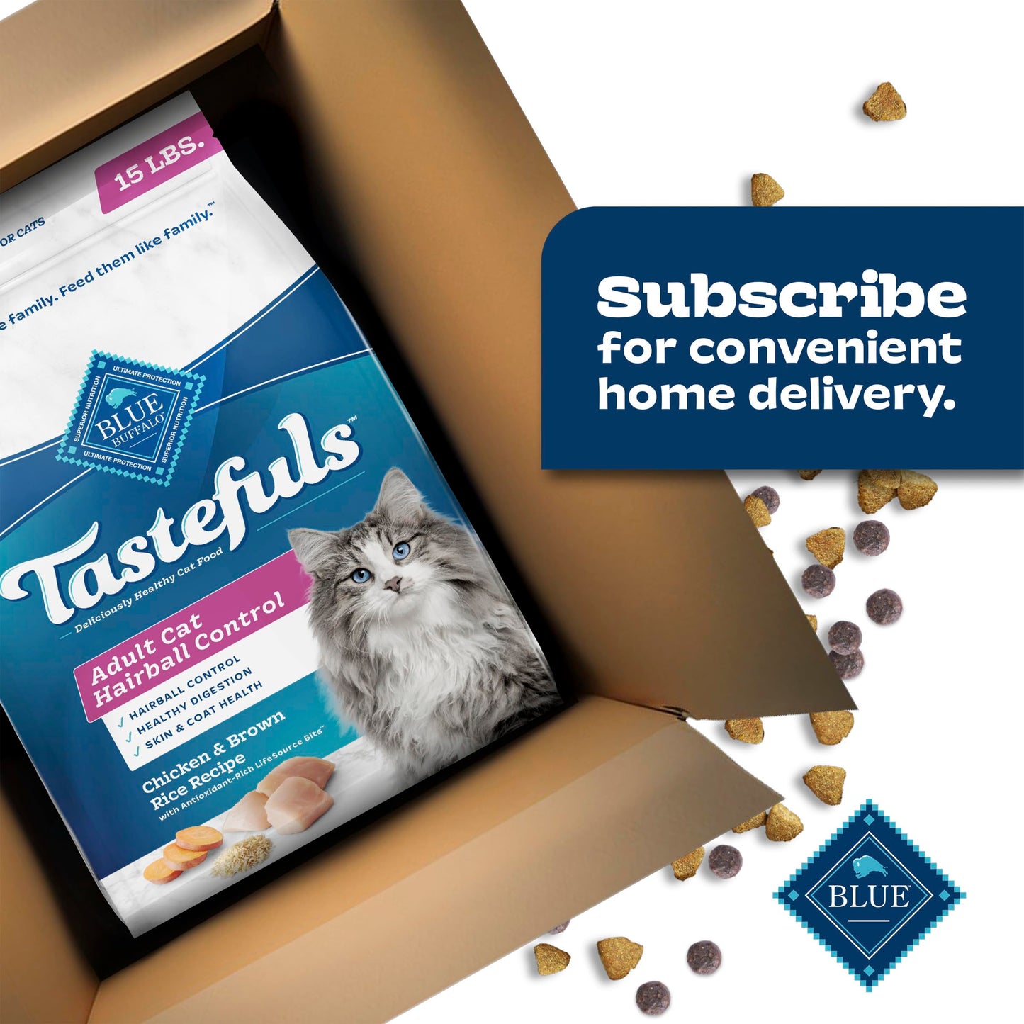 Blue Buffalo Tastefuls Chicken & Brown Rice Recipe Adult Dry Cat Food Hairball Control, Real Chicken First, Deliciously Healthy Natural Cat Food, Supports Digestive Care and Coat Health, 6.8kg Bag ๐ All In One Marketplace Canada
