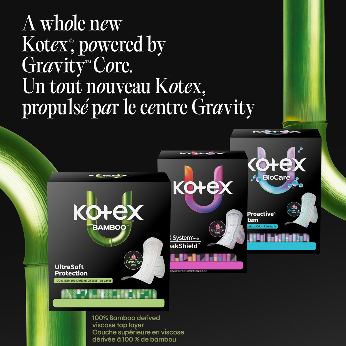 Kotex Bamboo Ultra Thin Pads with Wings, Heavy Absorbency, 88 Count π All In One Marketplace Canada