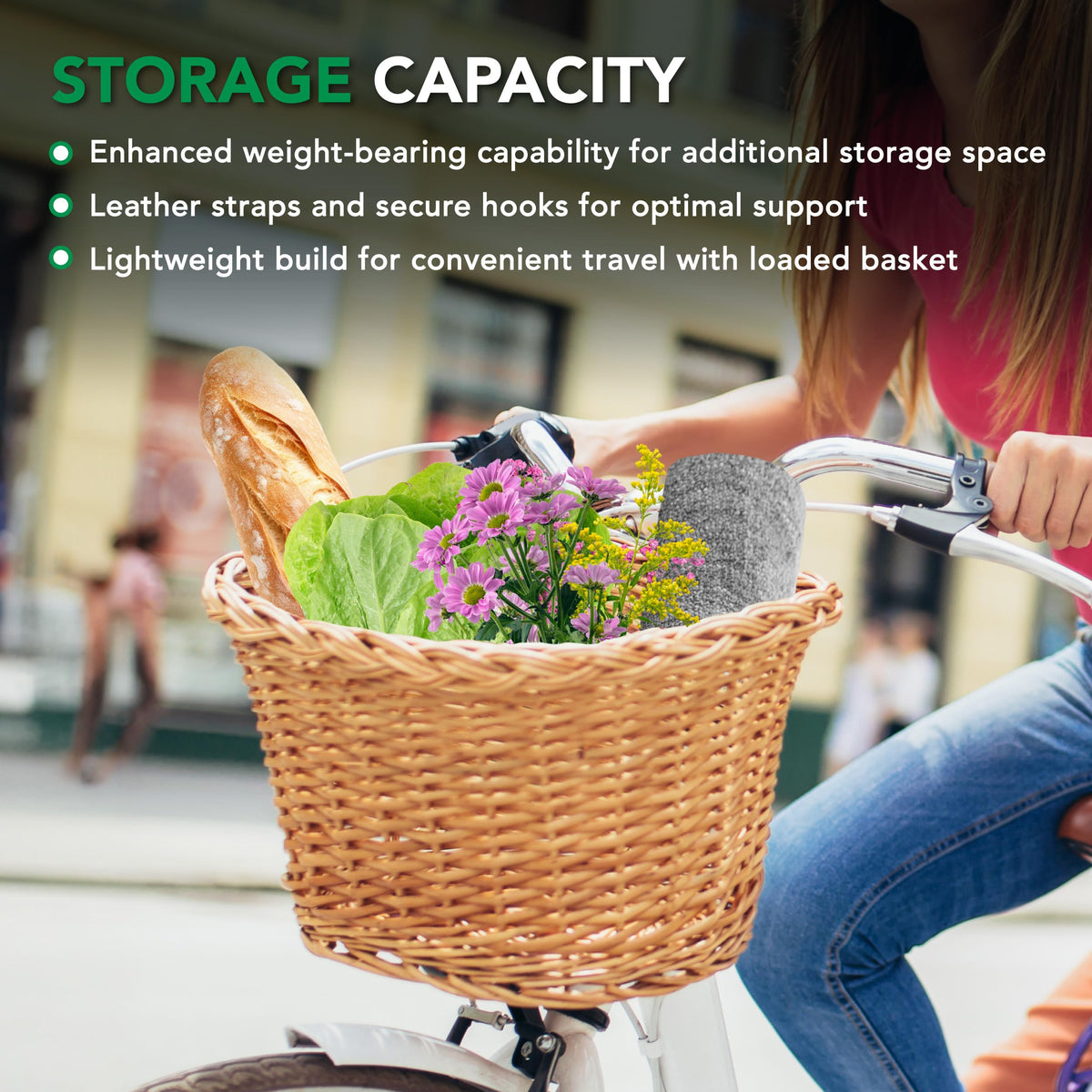 ProSource Wicker Bike Basket Front Cargo for Women and Men, Fits Most Bicycles, Beach Cruisers, Stationary Equipment, and Ebikes, Light Brown ๐ All In One Marketplace Canada