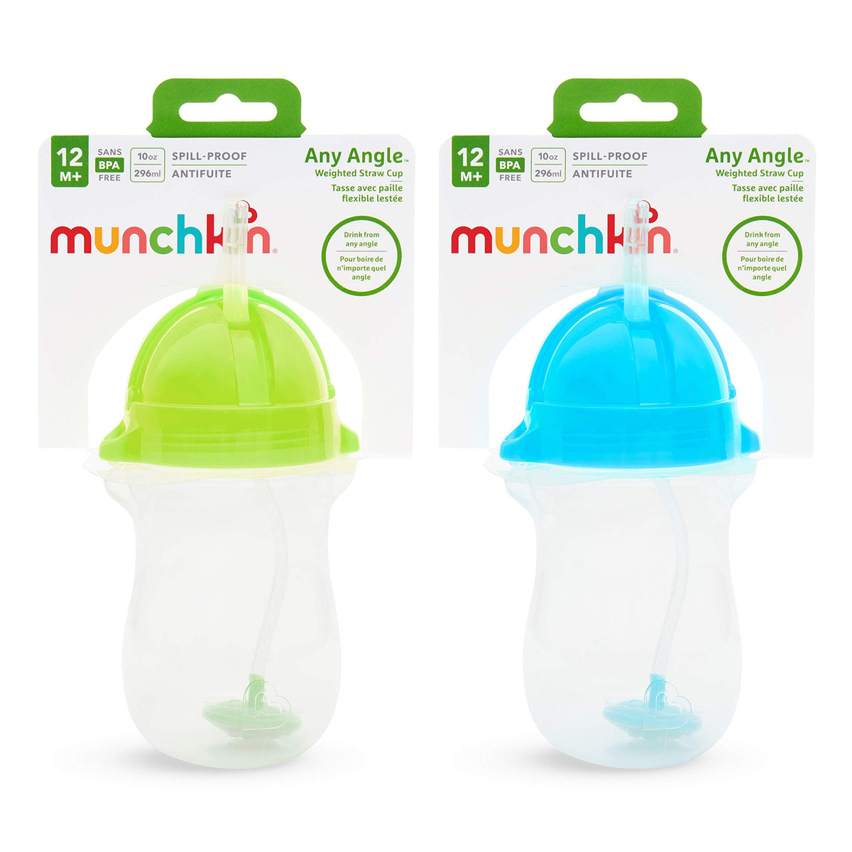 Munchkin Any Angle Weighted Straw Blue and Green Cup, 2 Count ๐ All In One Marketplace Canada