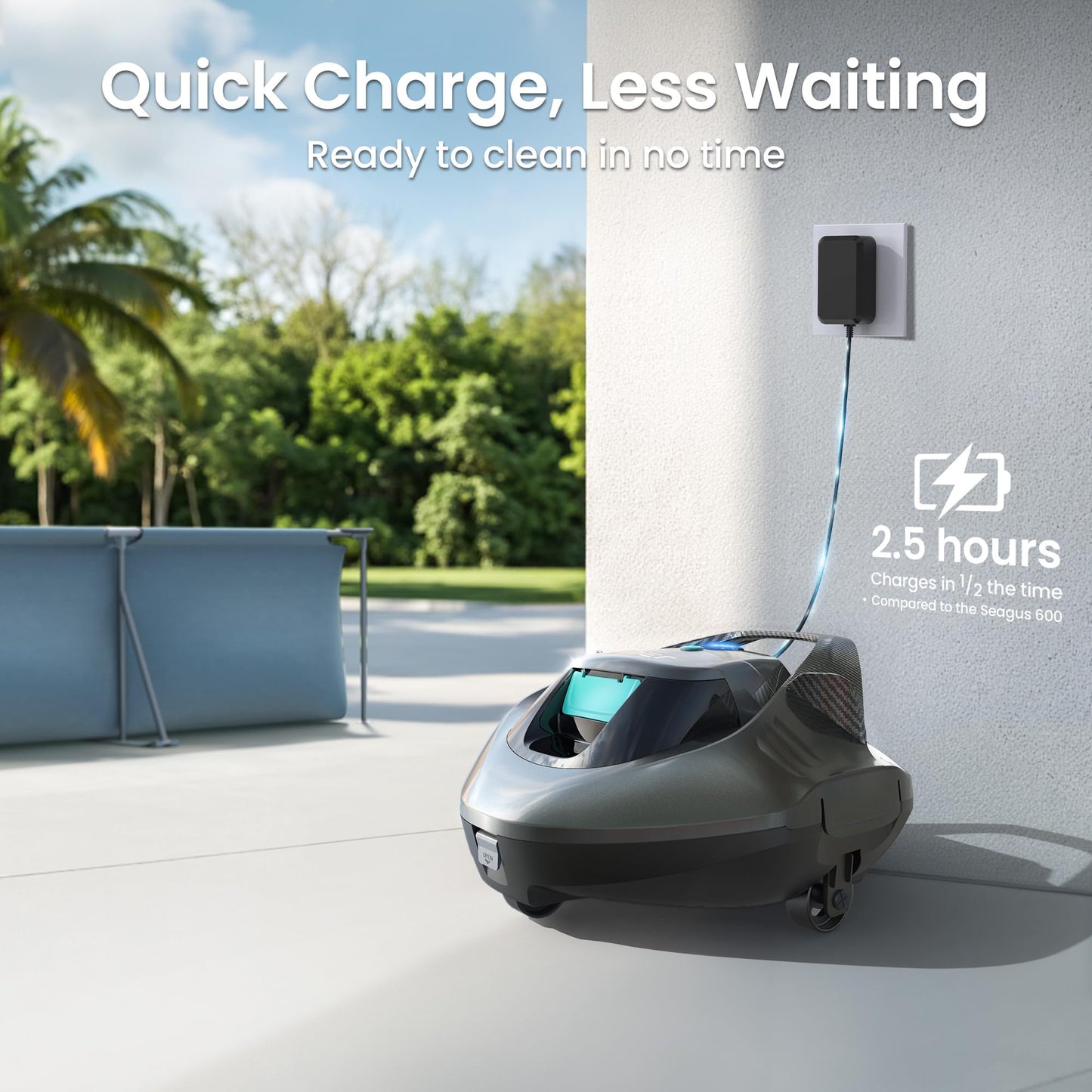 AIPER Seagull SE Cordless Robotic Pool Cleaner, Pool Vacuum Lasts 90 Mins, LED Indicator, Self-Parking, for Flat Above-Ground Pools up to 33 Feet - Gray ๐ All In One Marketplace Canada