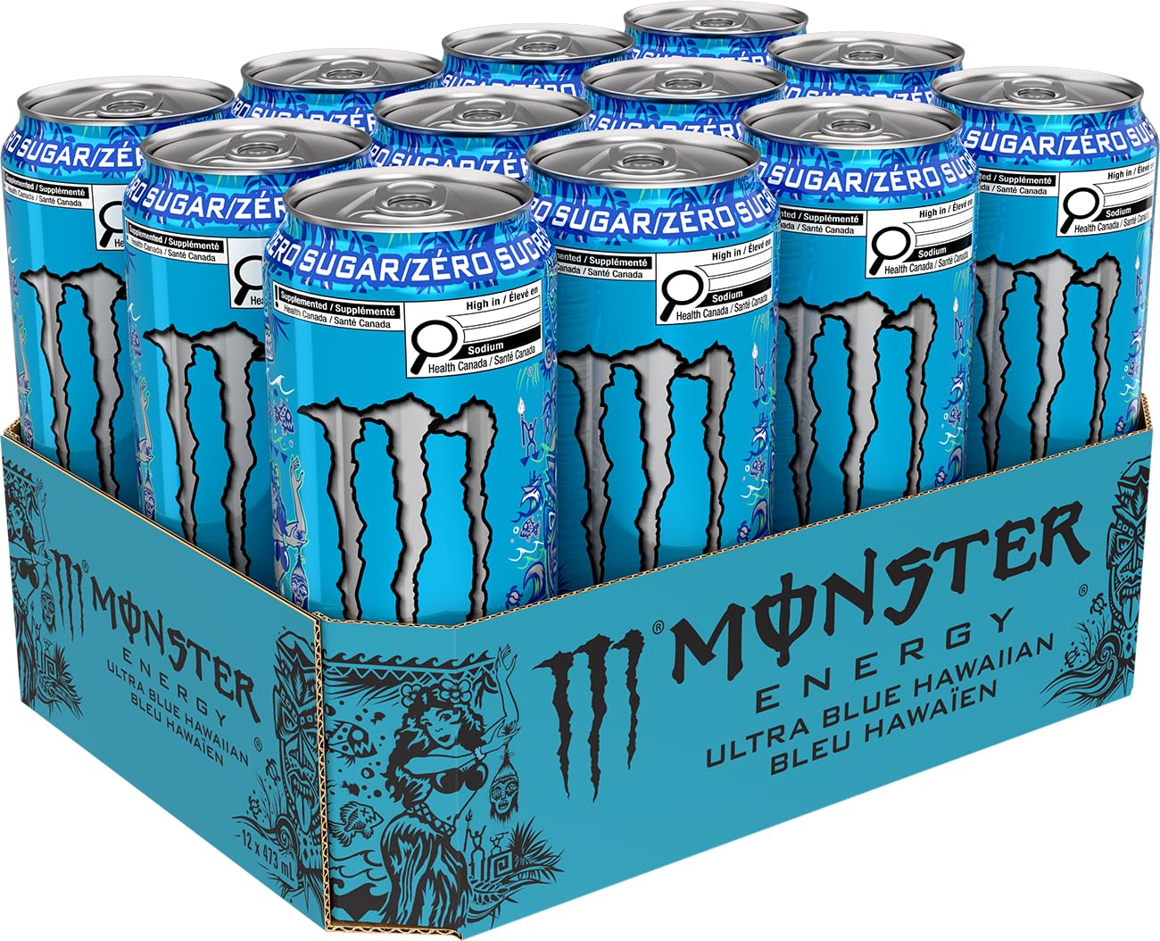 Monster Energy, Ultra Blue Hawaiian, 473mL (12 Pack) - Zero Sugar Energy Drink π All In One Marketplace Canada