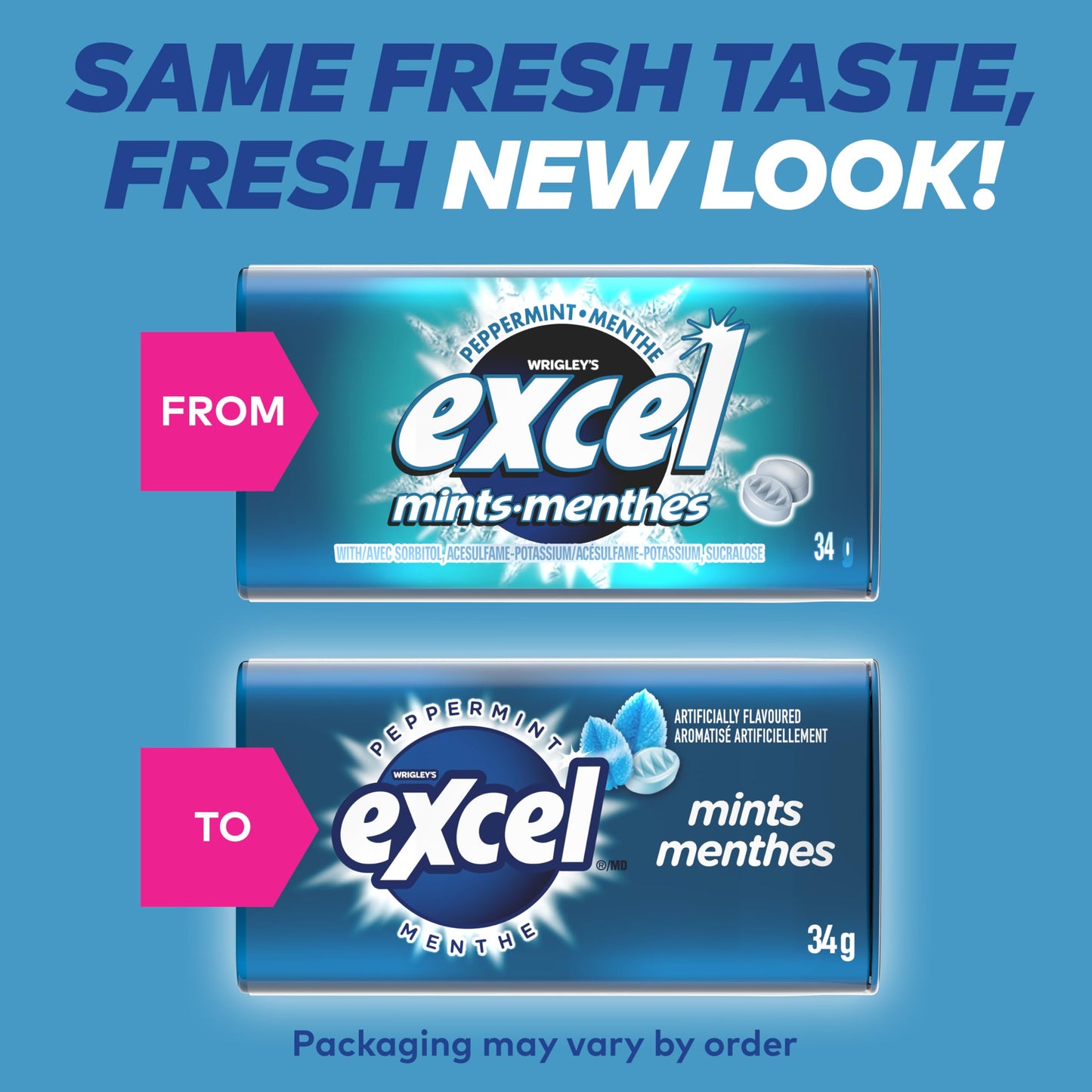 EXCEL, Peppermint Flavoured Mints, 34g, Tin, 8 Packs ๐ All In One Marketplace Canada