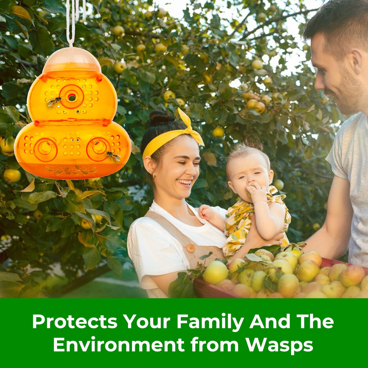 Aspectek Yellow Wasp Trap, 2 Pack, Outdoor Hanging Hornet, Yellow Jacket and Fly Catcher for Yard and Patio, Reusable, Easy Fill, Leak-Proof, Protect Garden, Patio, BBQ, Apple, Pear Trees, Berries ๐ All In One Marketplace Canada