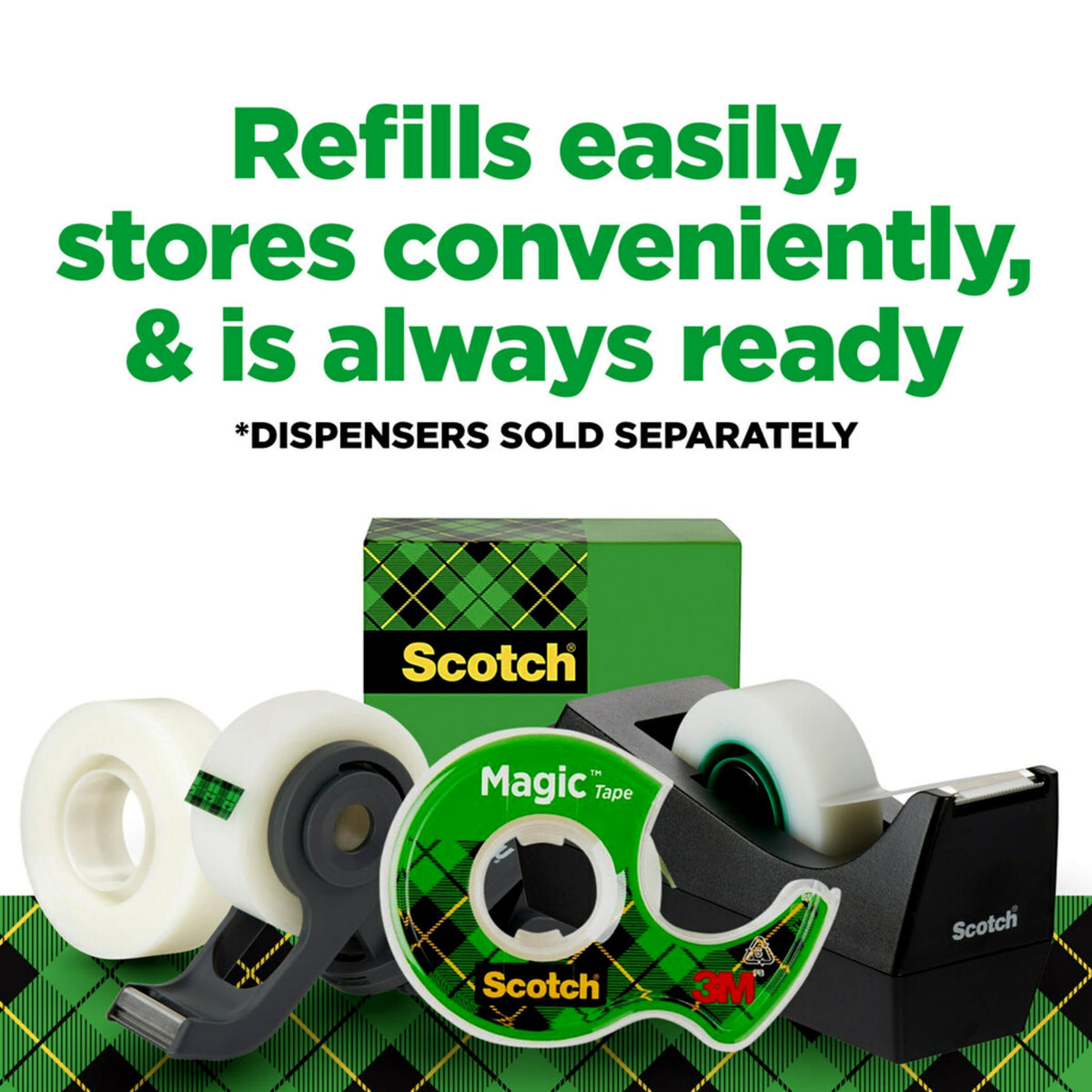 Scotch Magic Tape, 3 Dispensered Rolls, Numerous Applications, Invisible, Clear Tape Engineered for Repairing, 19mm Wide x 40m, 3 Rolls with Dispensers ๐ All In One Marketplace Canada