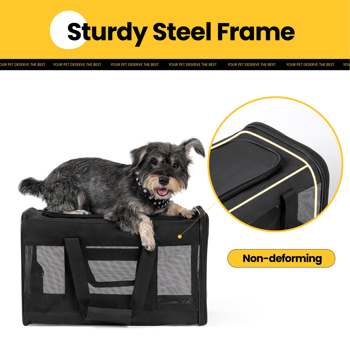 Conlun Cat Carrier Airline Approved, Soft-Sided Dog Carrier with Inner Safety Leash, Pet Transport Carrier for Small-Medium Cats Puppies up to 15 Lbs, Collapsible Travel Kitten Carrier Bag -Black M ๐ All In One Marketplace Canada