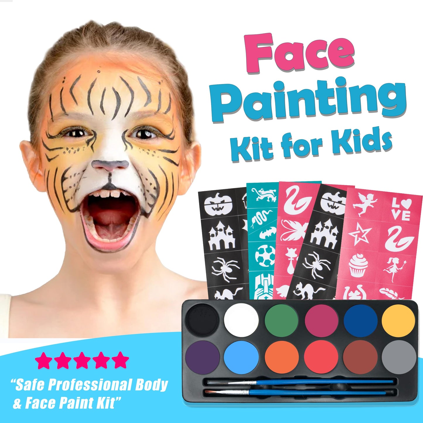 Maydear Face Painting Kit for Kids with 12 Colors Safe and Non-Toxic Large Water Based Face Paint (Matte) 🍁 All In One Marketplace Canada