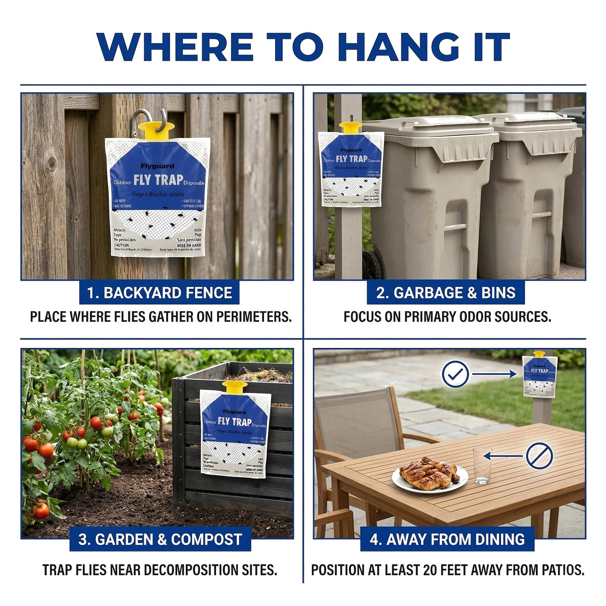 Flyguard 5-Pack Disposable Hanging Fly Trap Bag – Outdoor Odor-Free Insect Catcher for Patios, Gardens, Farms, and Campsites – Eco-Friendly, Pet Safe, No Electricity Required (Hang Style) 🍁 All In One Marketplace Canada