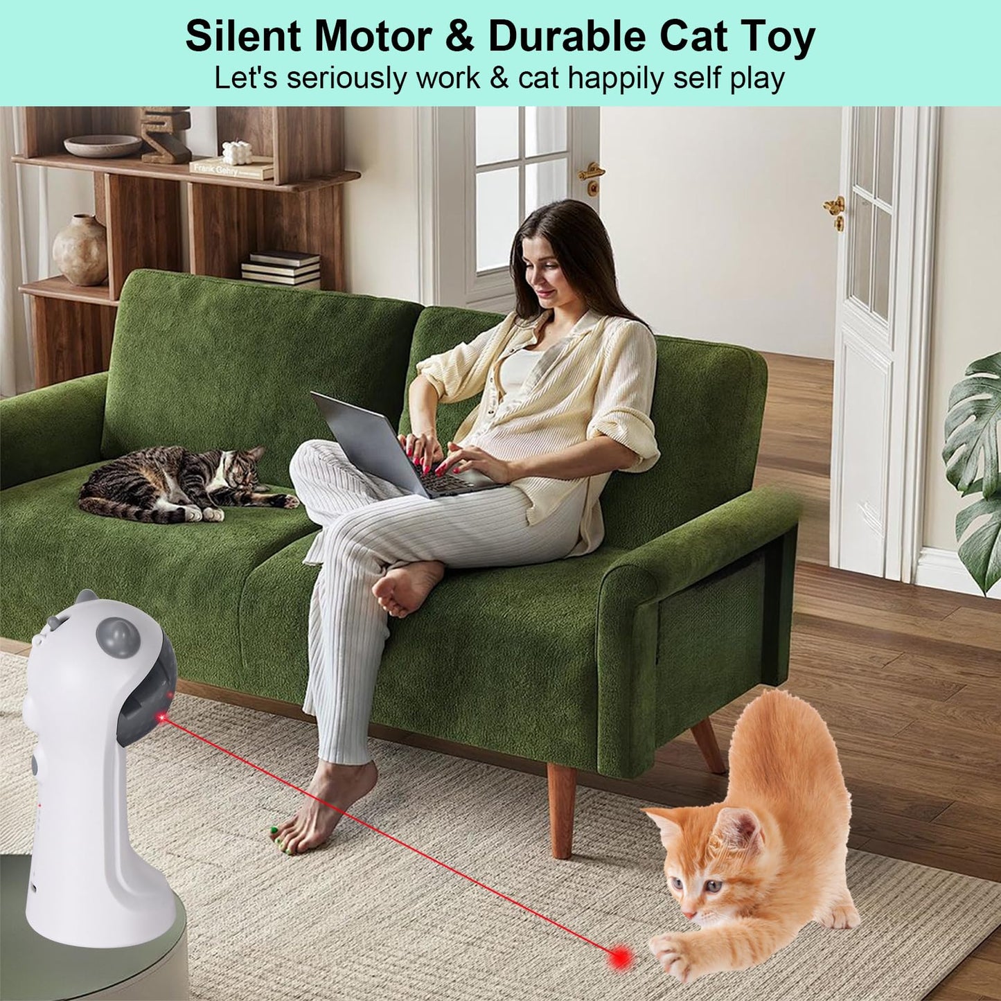 TBTeek Cat Toy, Automatic Motion-Activated, 5 Fun Patterns, 4 Speed Modes, Adjustable Light Angles, Random Rotating Trajectory, Rechargeable ๐ All In One Marketplace Canada