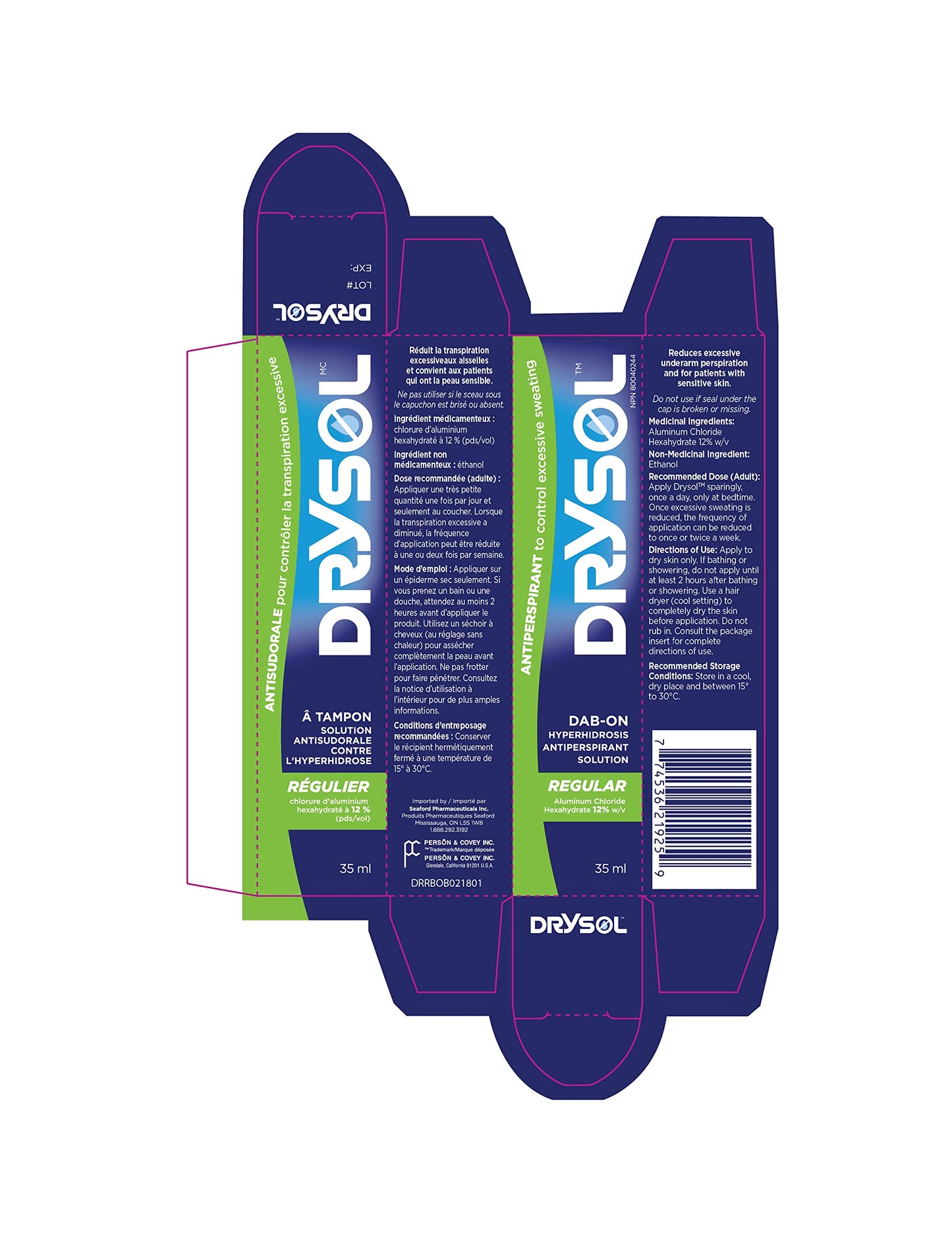 DRYSOL 12% Regular Strength - Clinical Strength Antiperspirant - Aluminum Chloride Hexahydrate - Moderate Sweating Control - For Men and Women π All In One Marketplace Canada