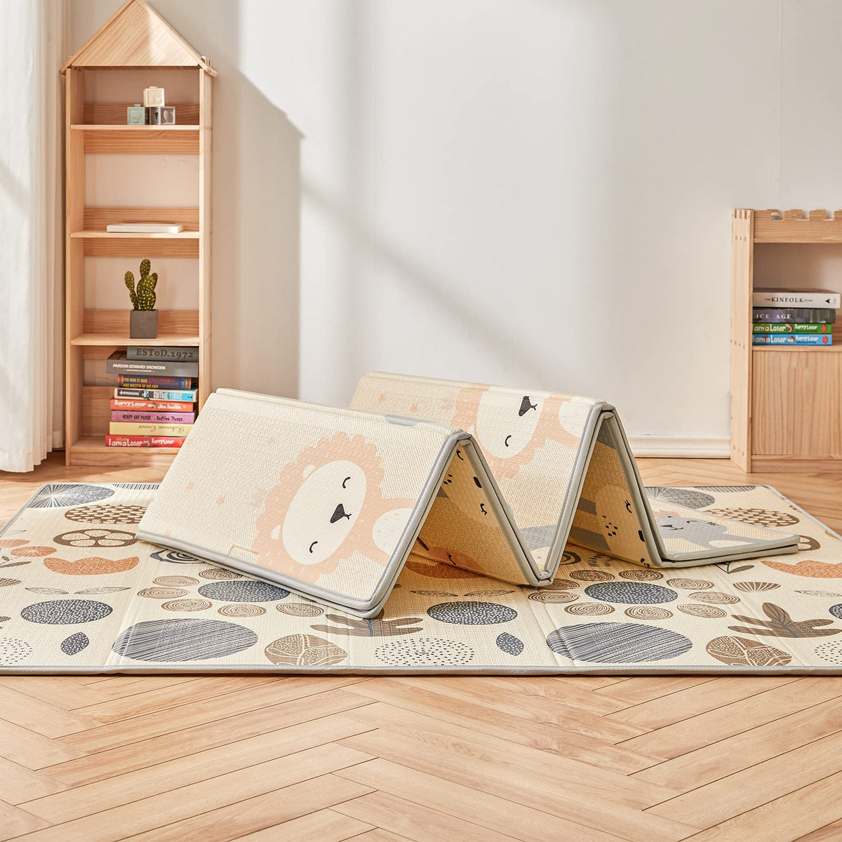 mloong Baby Play Mat, 71x59x0.4 Large Thick Playmat, Folding Portable Waterproof Reversible Double-Sided Crawling Mat, Baby Floor Mat for Infants and Toddlers, Easy to Clean (71x59x0.4in-Star) ๐ All In One Marketplace Canada