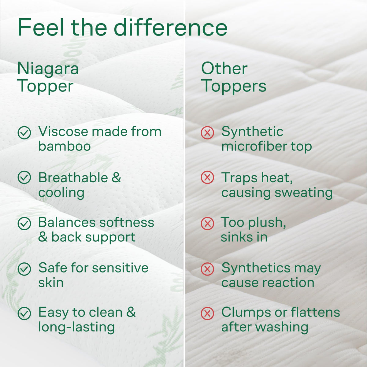 Bamboo Mattress Topper Queen Size - Thick Breathable Pillow Top Mattress Pad for Back Pain Relief - Deep Pocket Topper Fits 8-20 Inches (60x80 Inches, Green) π All In One Marketplace Canada