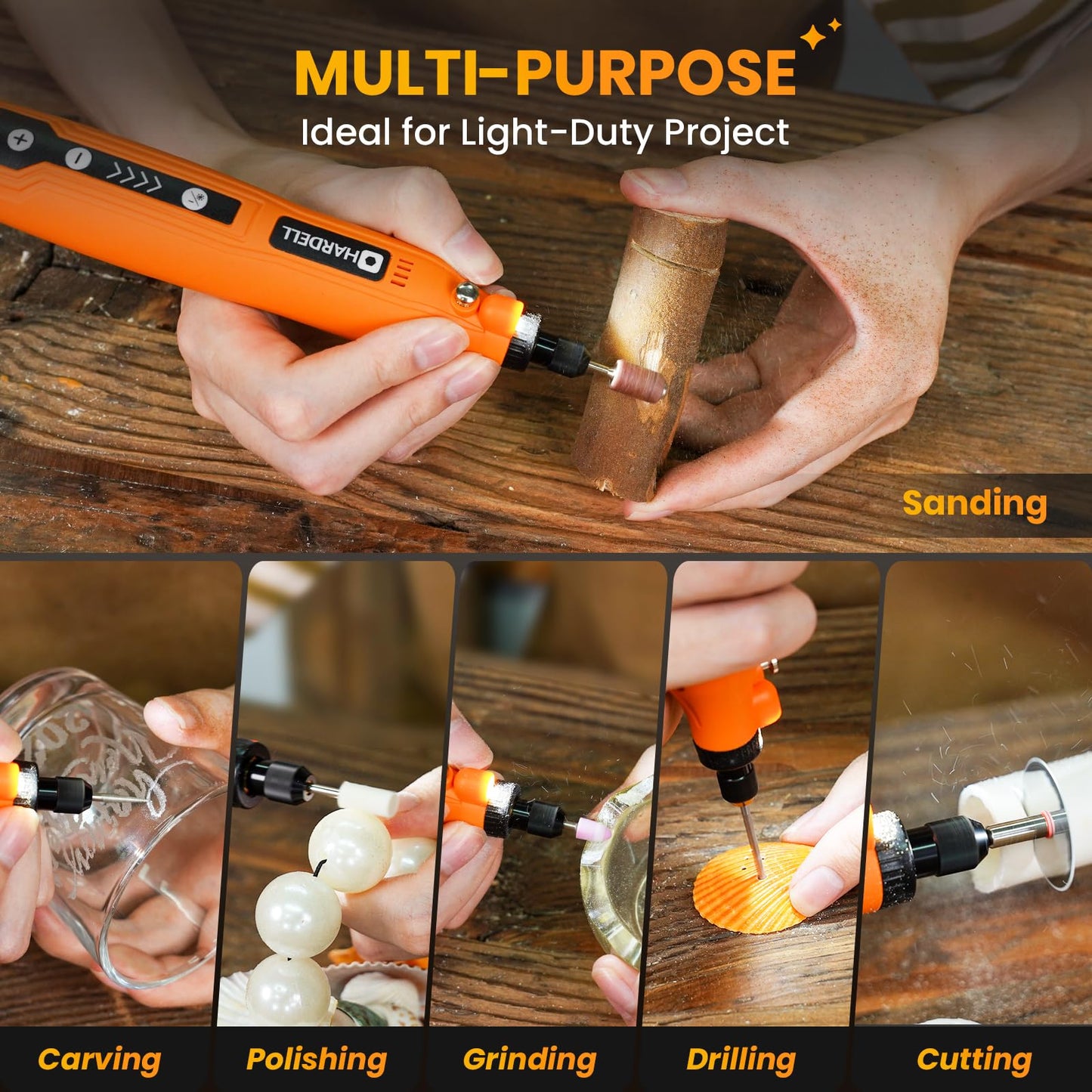 HARDELL Mini Cordless Rotary Tool, 5-Speed and USB Charging Rotary Tool Kit, Multi-Purpose 3.7V Power Rotary Tool with 61 Accessories for Sanding, Polishing, Drilling, Etching, Engraving, DIY Crafts ๐ All In One Marketplace Canada