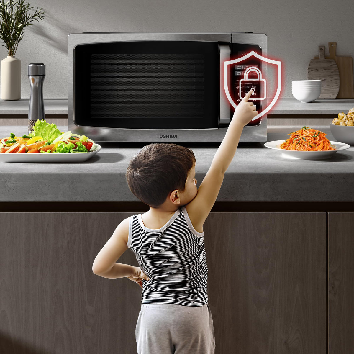 TOSHIBA ML-EM25P(SS)/CA Microwave Oven with Sound On/Off ECO Mode and LED Lighting, 0.9 Cu Ft/900W, Stainless Steel ๐ All In One Marketplace Canada
