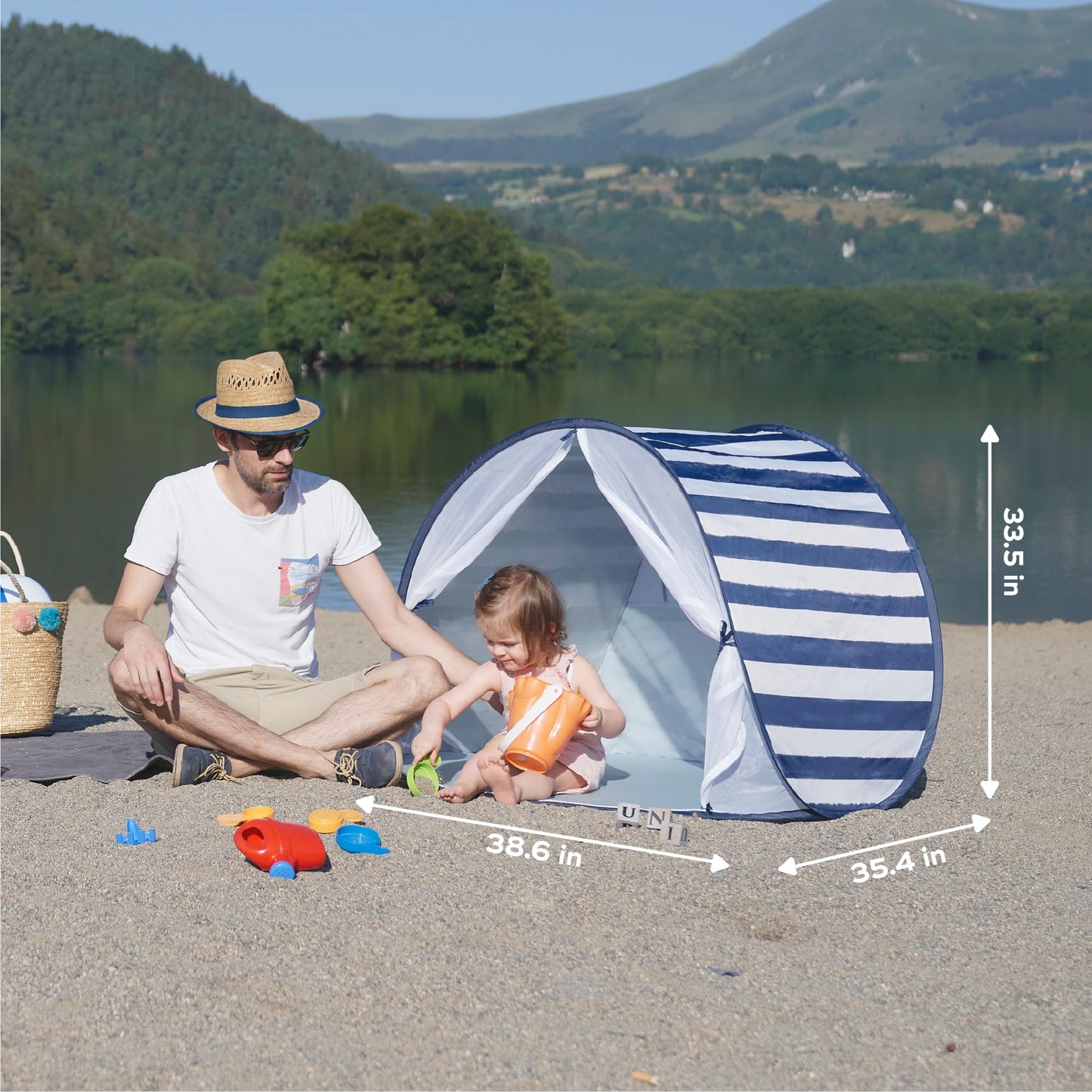 Babymoov Anti-UV Baby & Toddler Beach Tent, Pop-Up Sun Shade Shelter with UPF 50+ Protection, Portable Outdoor Canopy, Ventilated Shade, Floor Mat & Carry Bag, Marine ๐ All In One Marketplace Canada