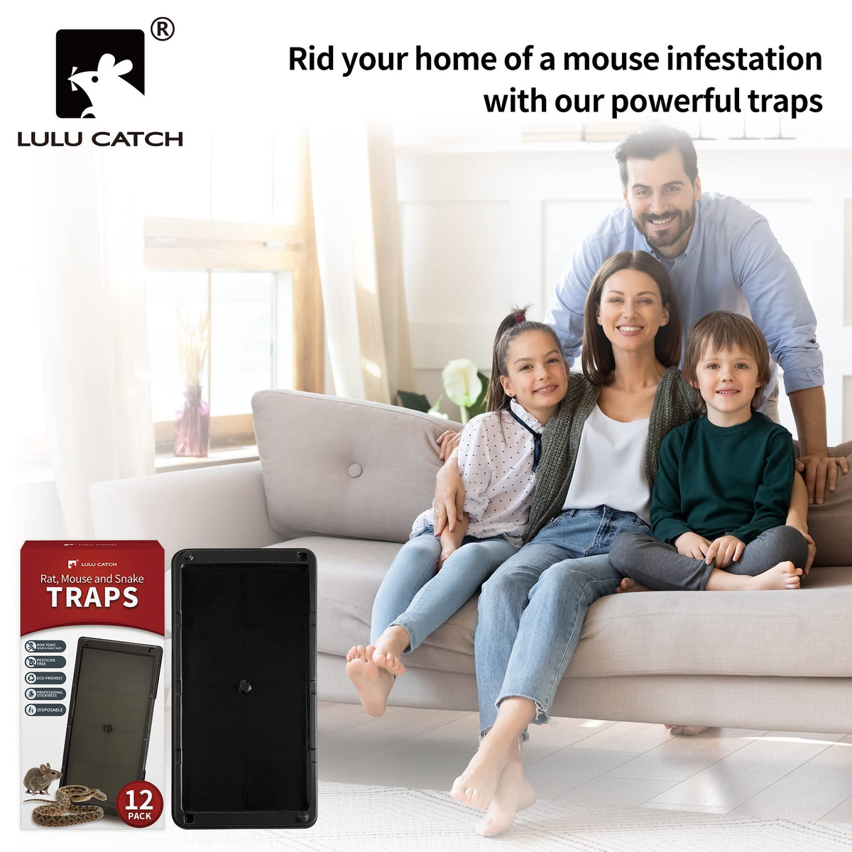 LULUCATCH Mouse Glue Traps 12 Pack, Larger & Heavier Plastic Sticky Glue Traps with Extra-Strong Adhesive for Mice, Rats, Sticky Mouse Trap for Indoor Use, Easy to Set. ๐ All In One Marketplace Canada