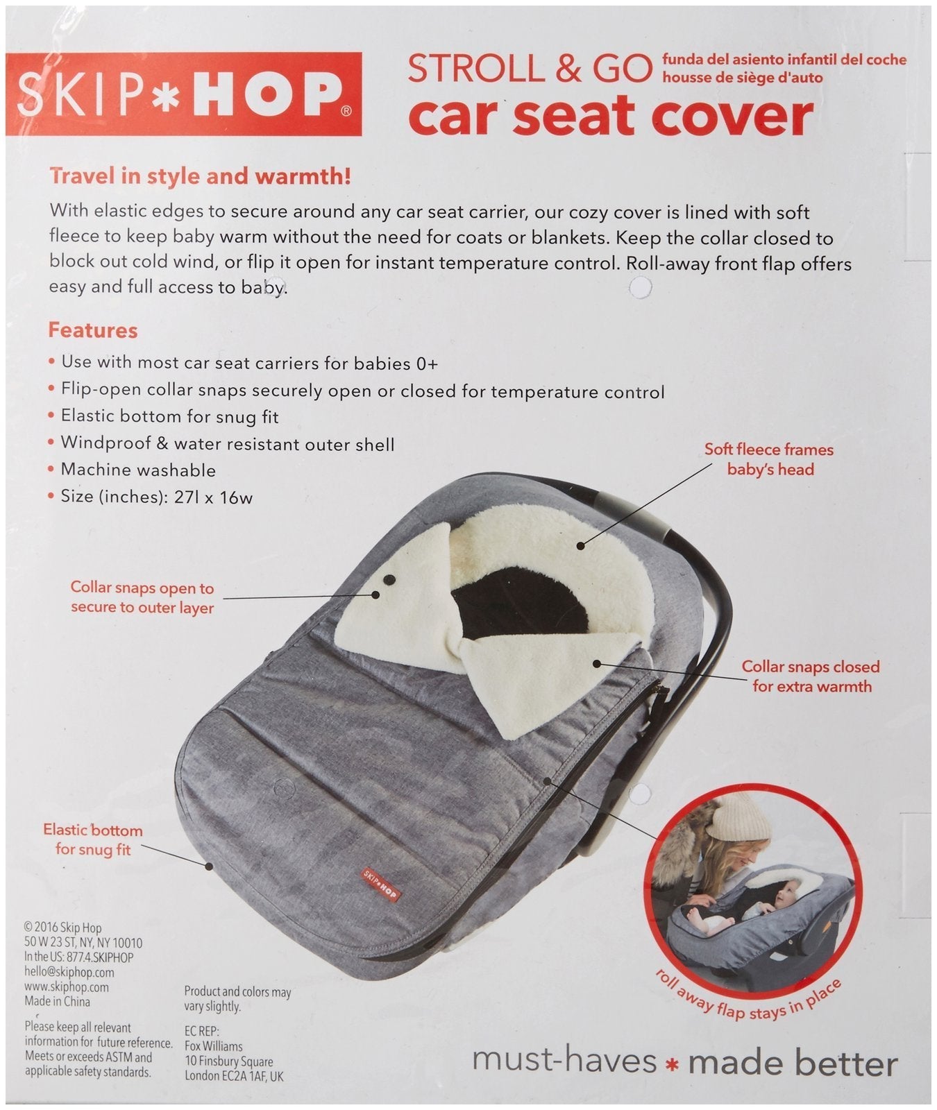 Skip Hop Winter Car Seat Cover, Stroll & Go, Black ๐ All In One Marketplace Canada