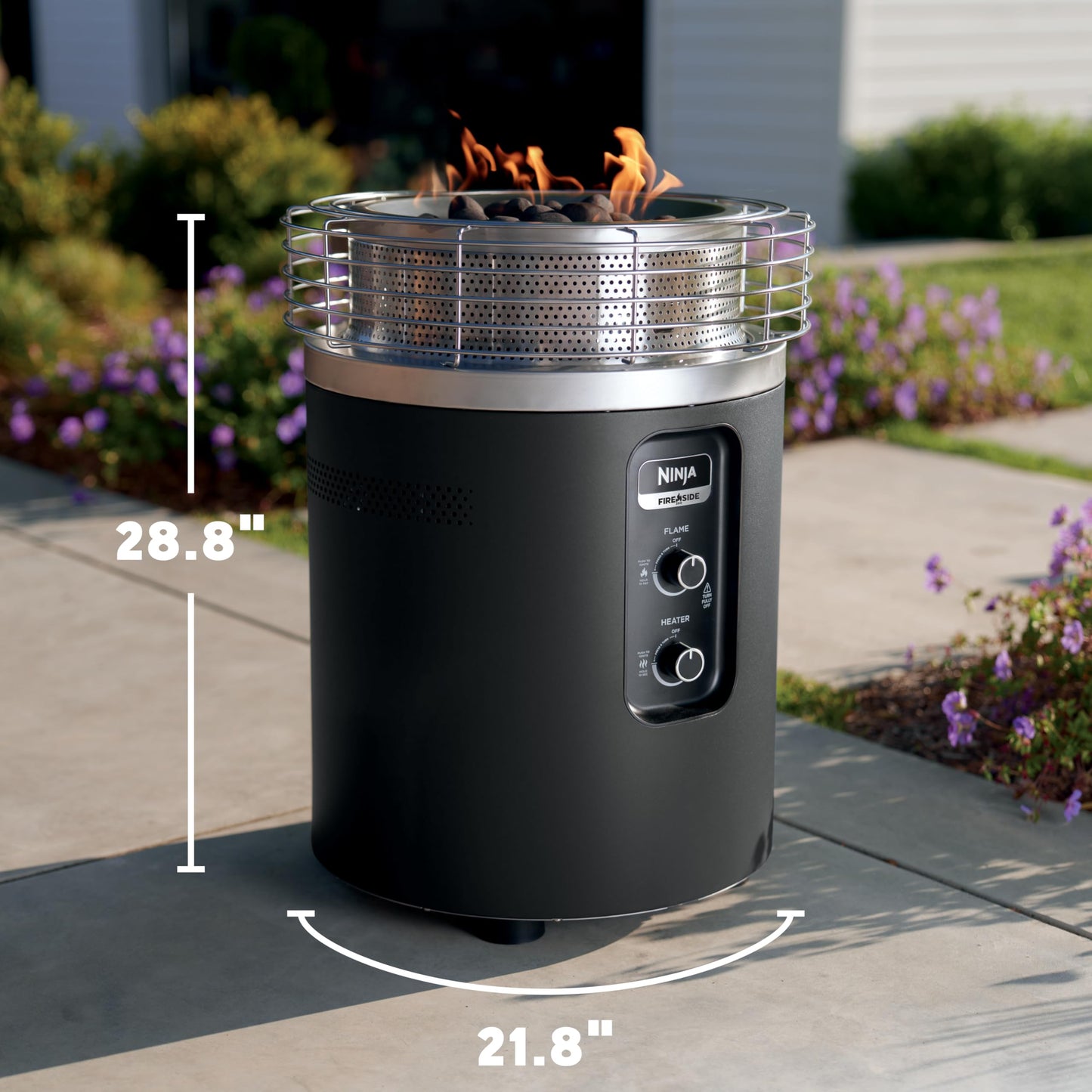 Ninja Fireside360 Smokeless Outdoor Fire Pit & Patio Heater – 3 Modes (Flame, Heat, Both), 80,000 BTUs, Propane Powered, Weather-Resistant, Hassle-Free Dial Control, OF101C (Canadian Version) 🍁 All In One Marketplace Canada