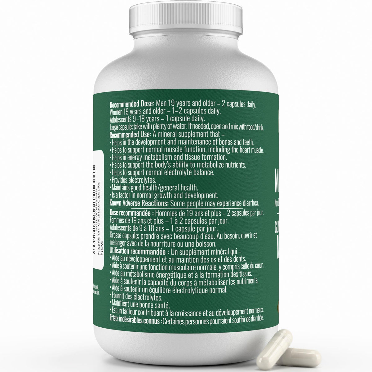 Magnesium Glycinate 200 mg Capsules (Elemental) from Non-Buffered Fully Chelated 100% Magnesium Bisglycinate - 300 Max-Capacity High-Absorption Capsules - Made in Canada - Nutritionn ๐ All In One Marketplace Canada