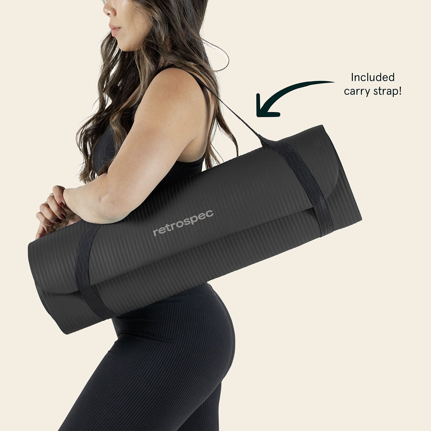 Retrospec Solana Yoga Mat 1" And 1/2" Thick With Nylon Strap for Men And Women - Non Slip Exercise Mat For Home Yoga, Pilates, Stretching, Floor And Fitness Workouts ๐ All In One Marketplace Canada