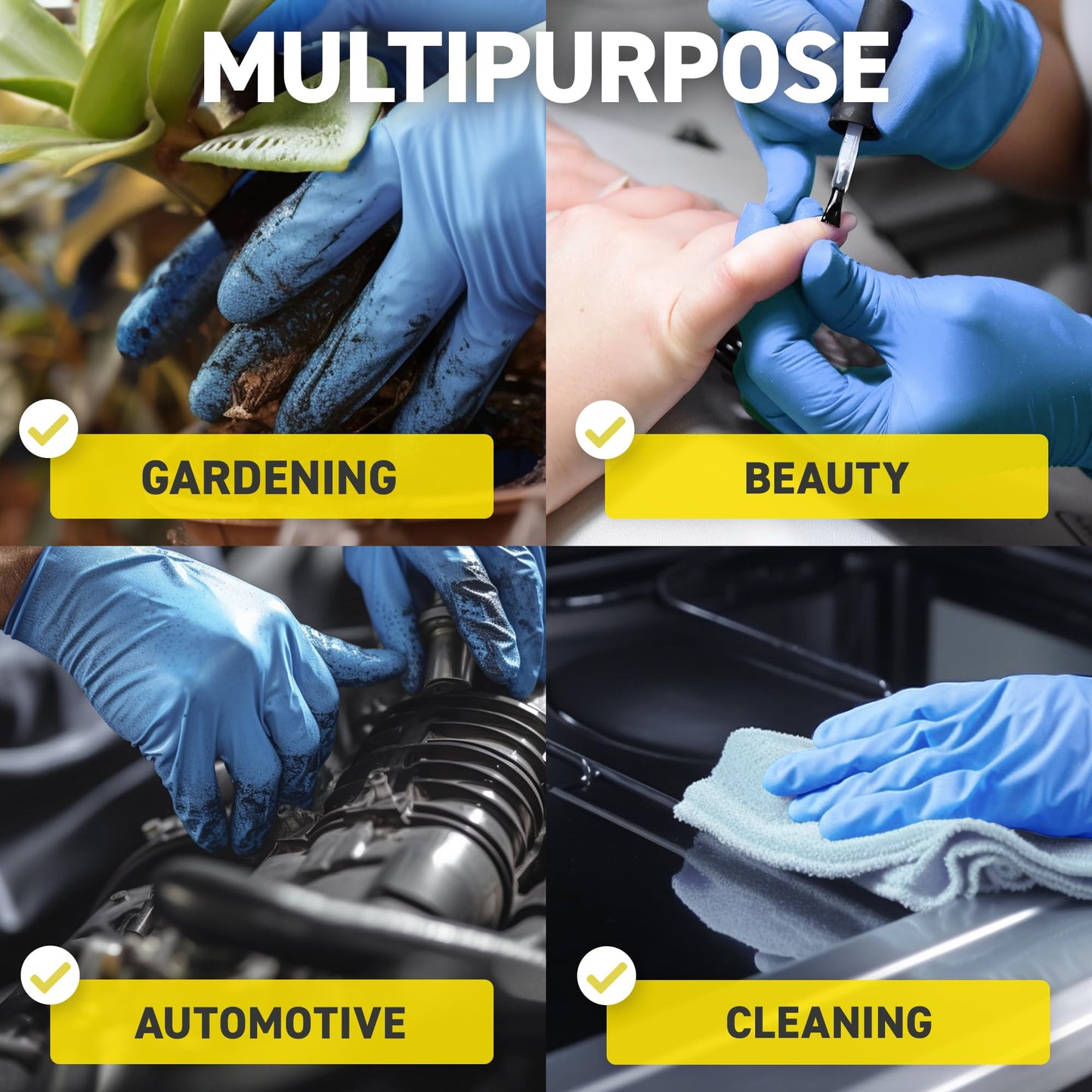 72HRS Blue Nitrile Gloves - 4 Mil Disposable Gloves (200 Pieces, Medium) ๐ All In One Marketplace Canada