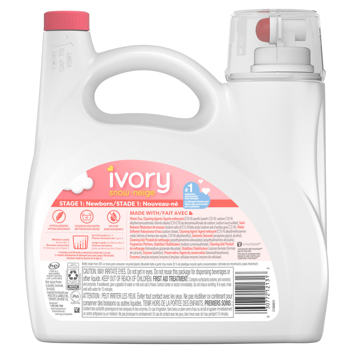 Ivory Snow: Newborn Baby Liquid Laundry Detergent, No added Chlorine, Dyes or Phosphates, Hypoallergenic, 80 loads, 3.1L ๐ All In One Marketplace Canada