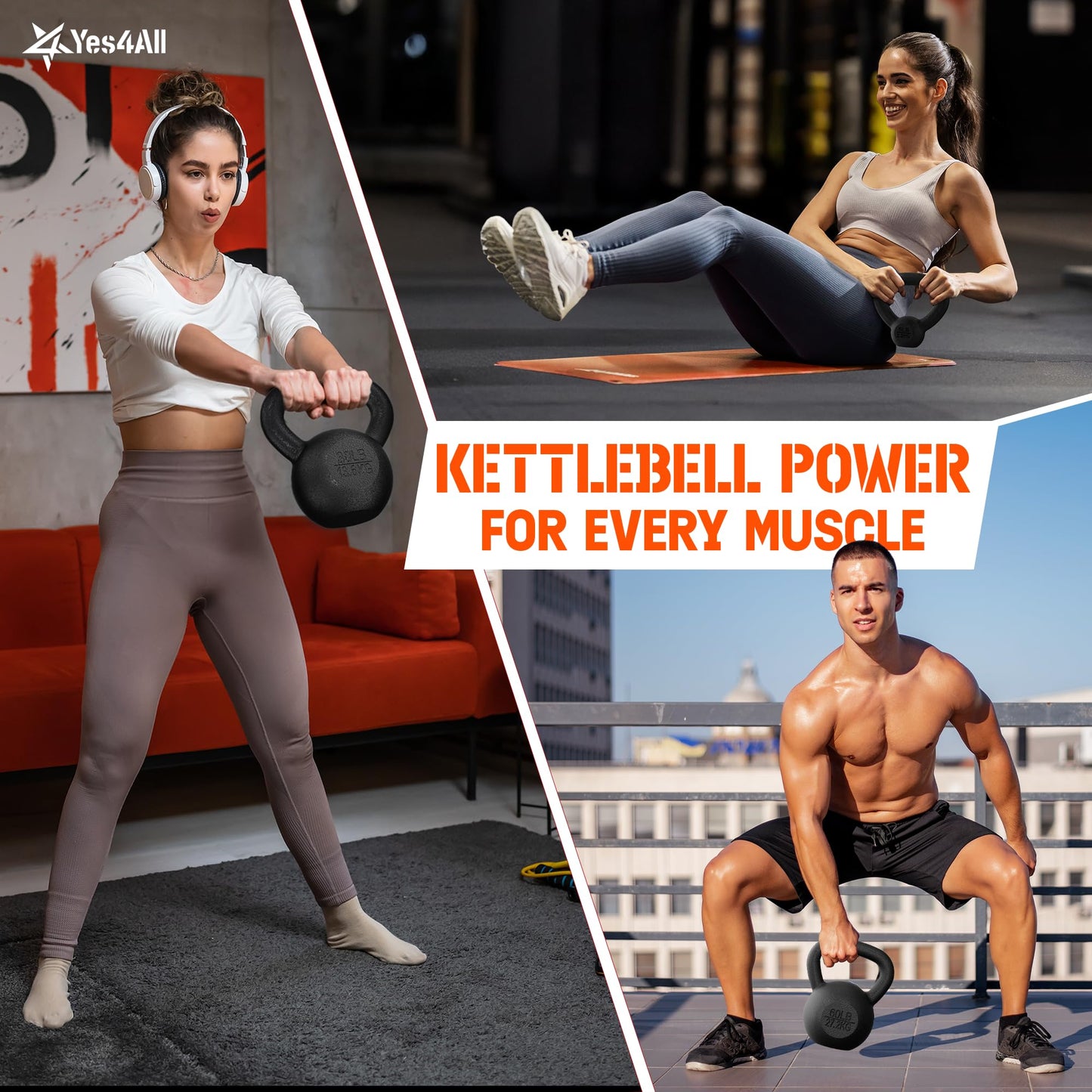 Yes4All Solid Cast Iron Kettlebell Weights Set โ Great for Full Body Workout and Strength Training โ Kettlebell 25 lbs (Black) ๐ All In One Marketplace Canada