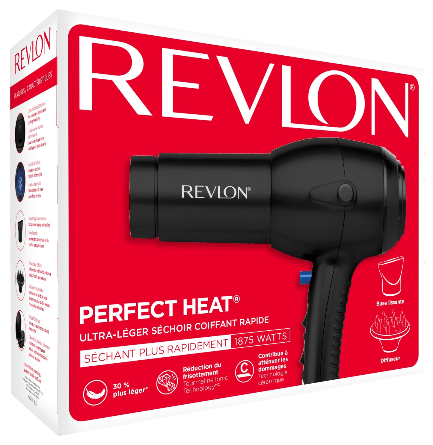 Revlon RV544FBLK Advanced Ionic Technology™ Hair Dryer with Diffuser, Powerful, Ionic Hair Dryer with Concentrator, Quick Dry, Lightweight, 2 Heat/ Speed Settings, Less Frizz, Shiny and Smooth Hair, Black 🍁 All In One Marketplace Canada